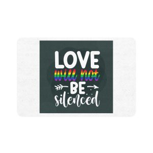 Love Will Be Silenced Premium Gay Pride Lettering Vector Design Pet Food Mat 12x18