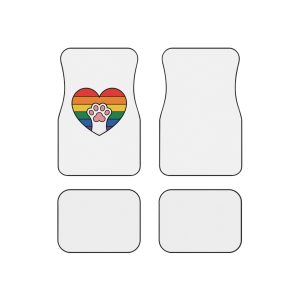 Rainbow Heart With Cute Cat Paw Pride Illustration Car Mats Set Of 4