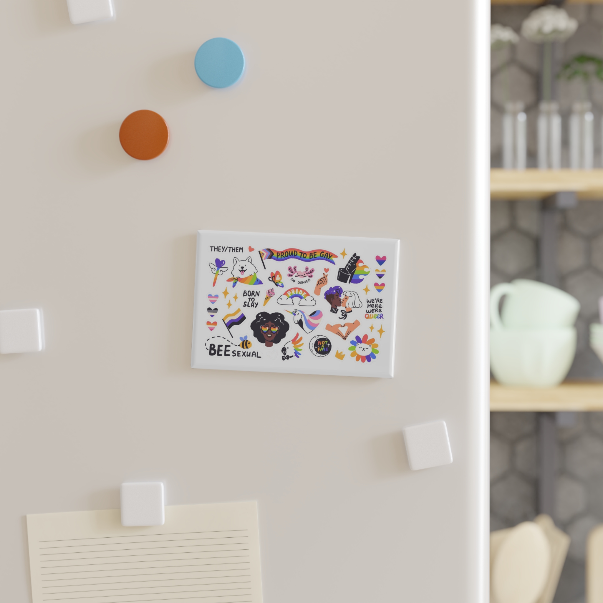 Lgbtq Stickers Pack Pride Month Set Rainbow Hearts Cute Unicorn Cat Icons Lgbt Progressive Flag Lesbian Kiss Love Gay Slogans Phrases Symbols Flat Hand Drawn Isolated Vector Illustrations Button... - Image 3