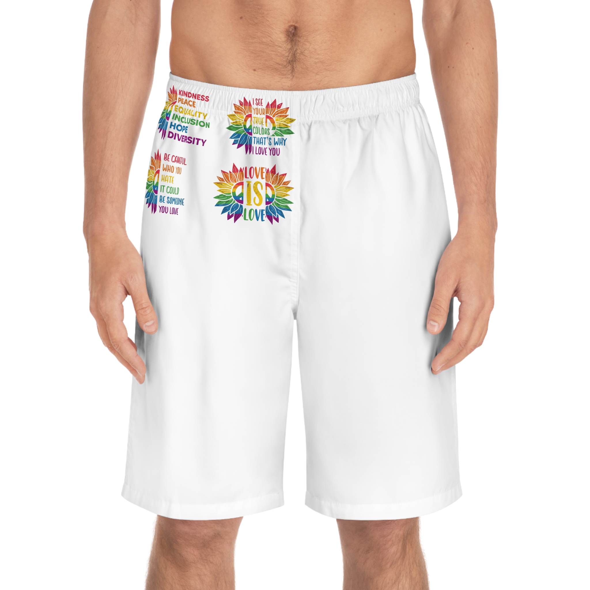 Sunflower Pride Gay Rainbow T Shirt Design Mens Board Shorts Aop - Image 3