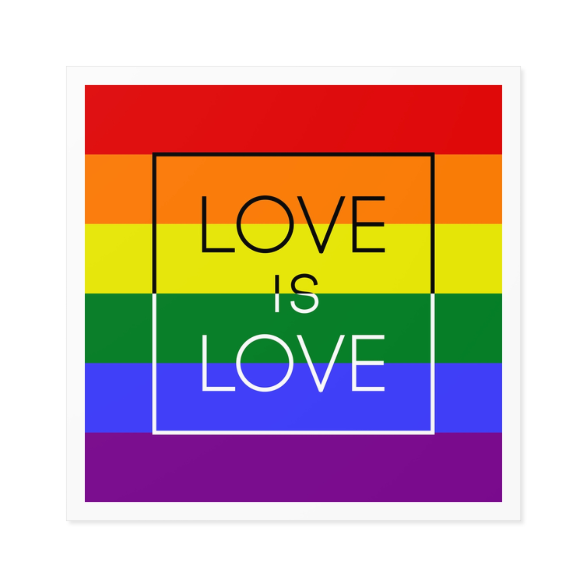 Lgbt Card Text Love Is Love Background Flag Colors Vector Illustration Laminate Stickers Square