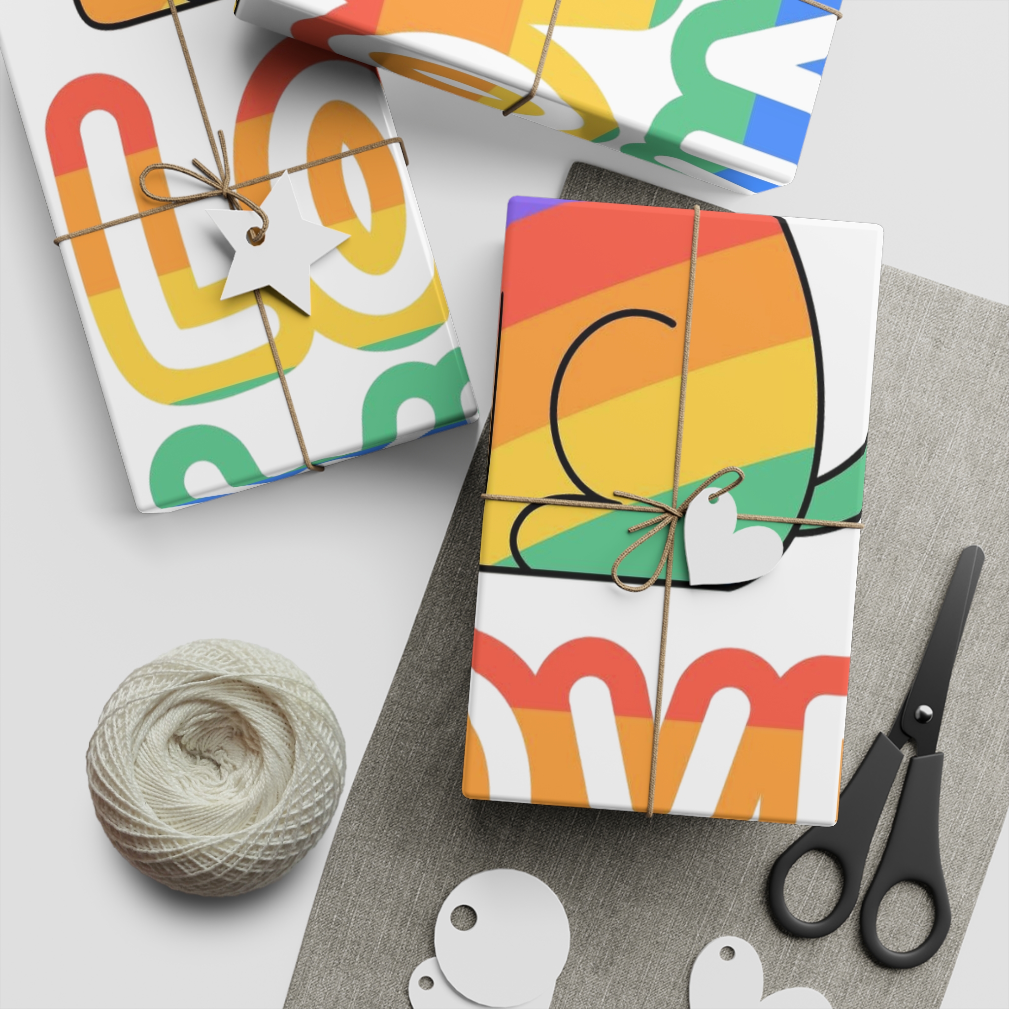 Adorable Rainbowstriped Cat With Love Wins Slogan Playful Colorful Vector Illustration Gift Wrapping Paper Sheets 1pc - Image 5