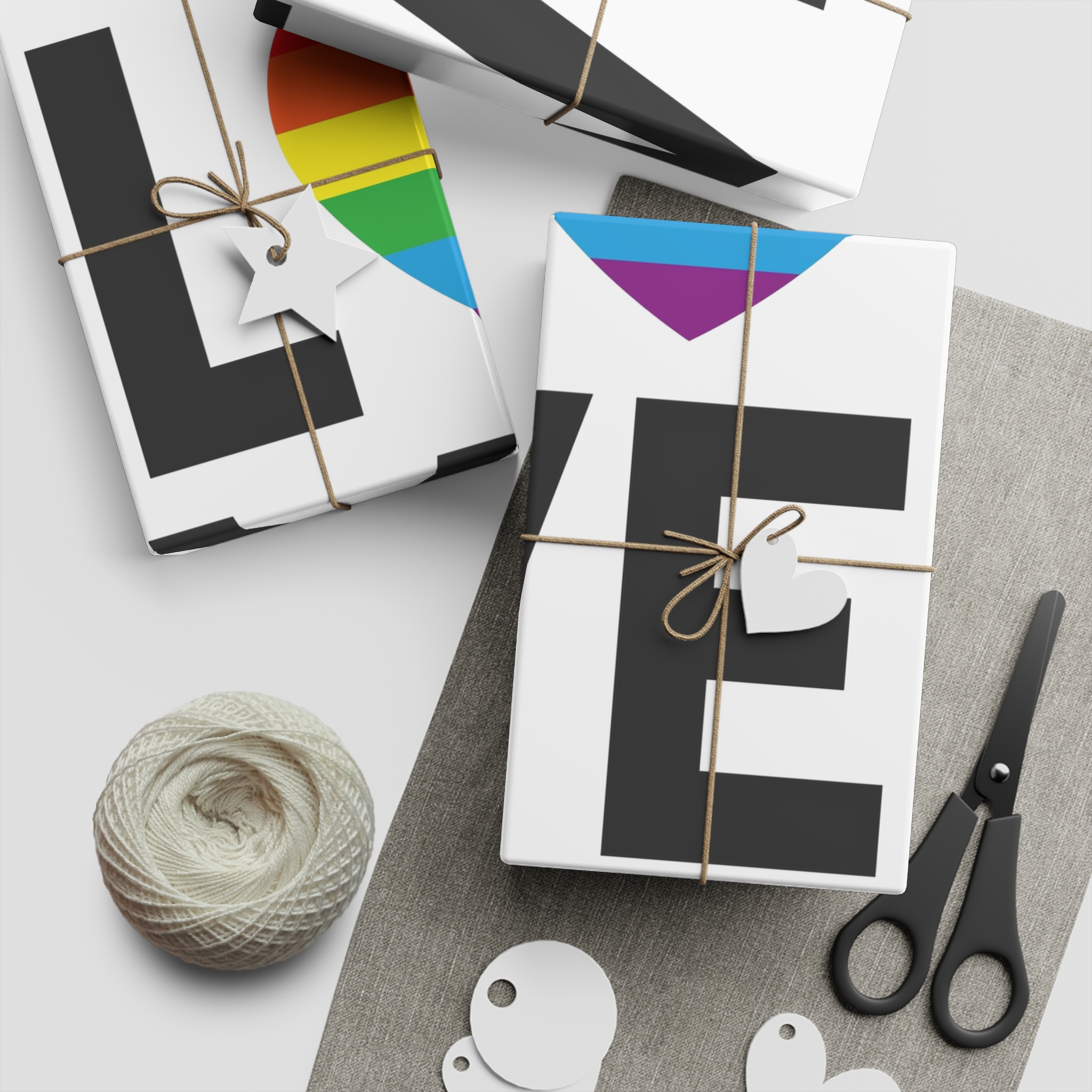 Vector Lgbt Rainbow Flag Love Lettering Isolated White Background Gift Wrapping Paper Sheets 1pc - Image 2