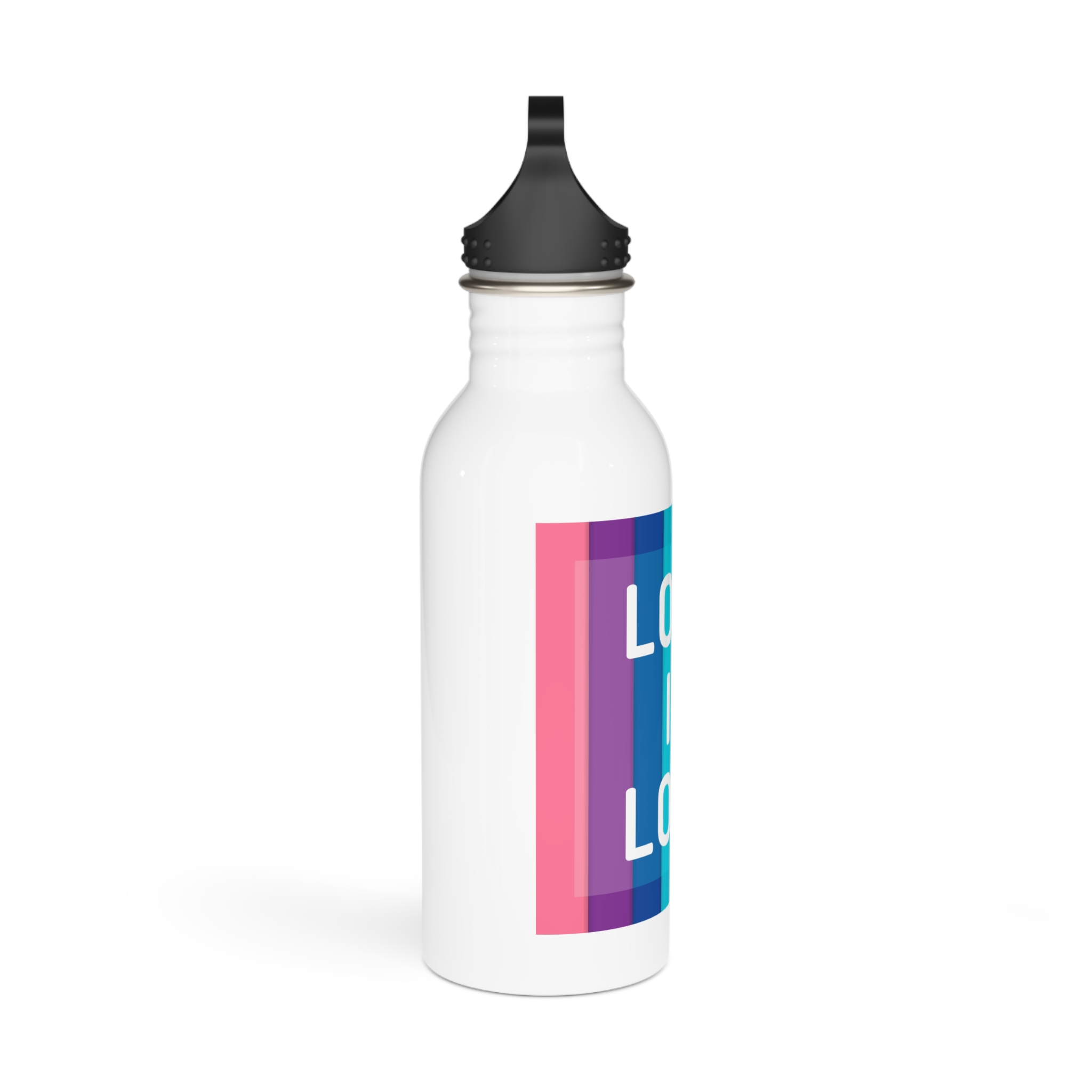 Rainbow Colored Background With Love Is Love Concept Pride Month Stainless Steel Water Bottle - Image 2