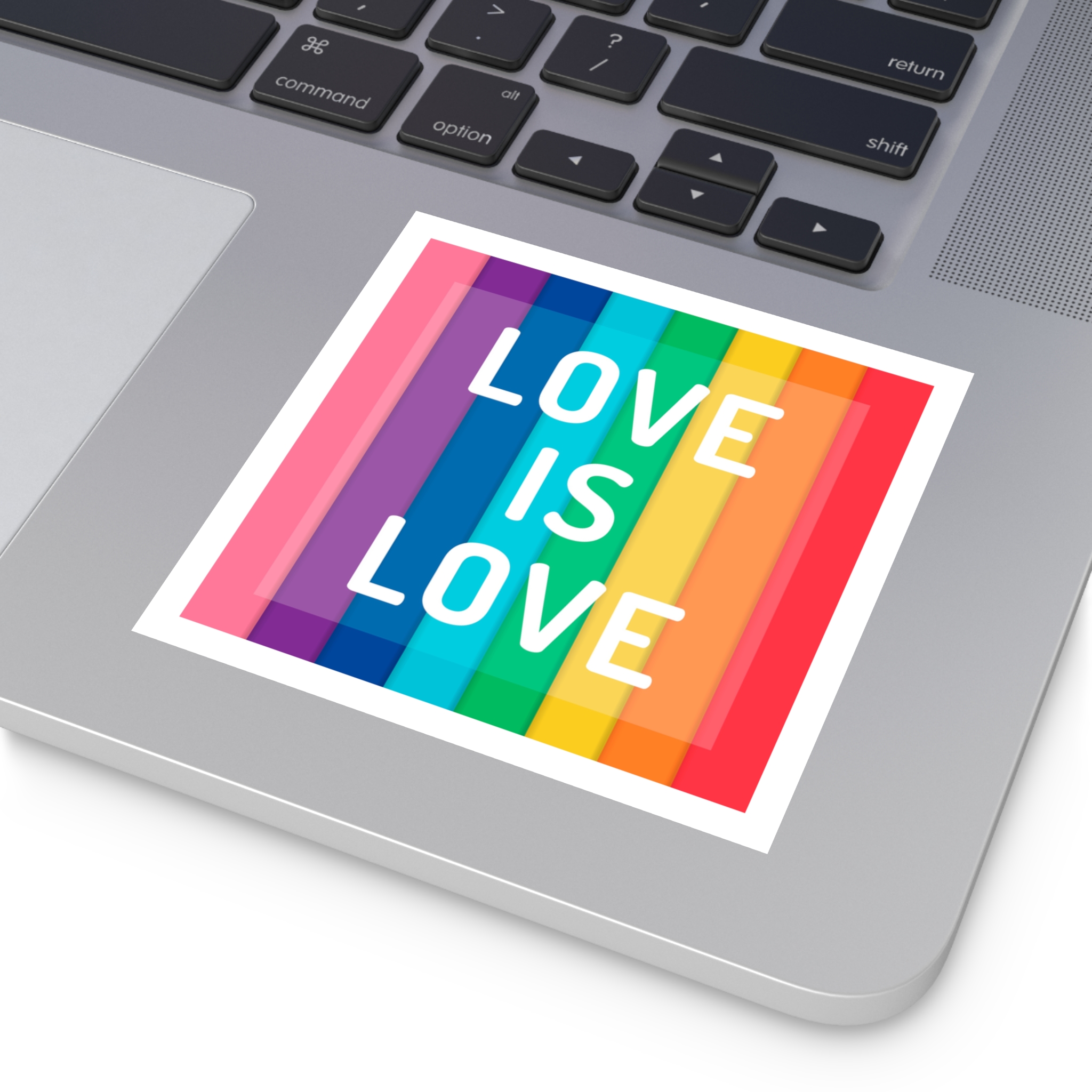 Rainbow Colored Background With Love Is Love Concept Pride Month Laminate Stickers Square - Image 27