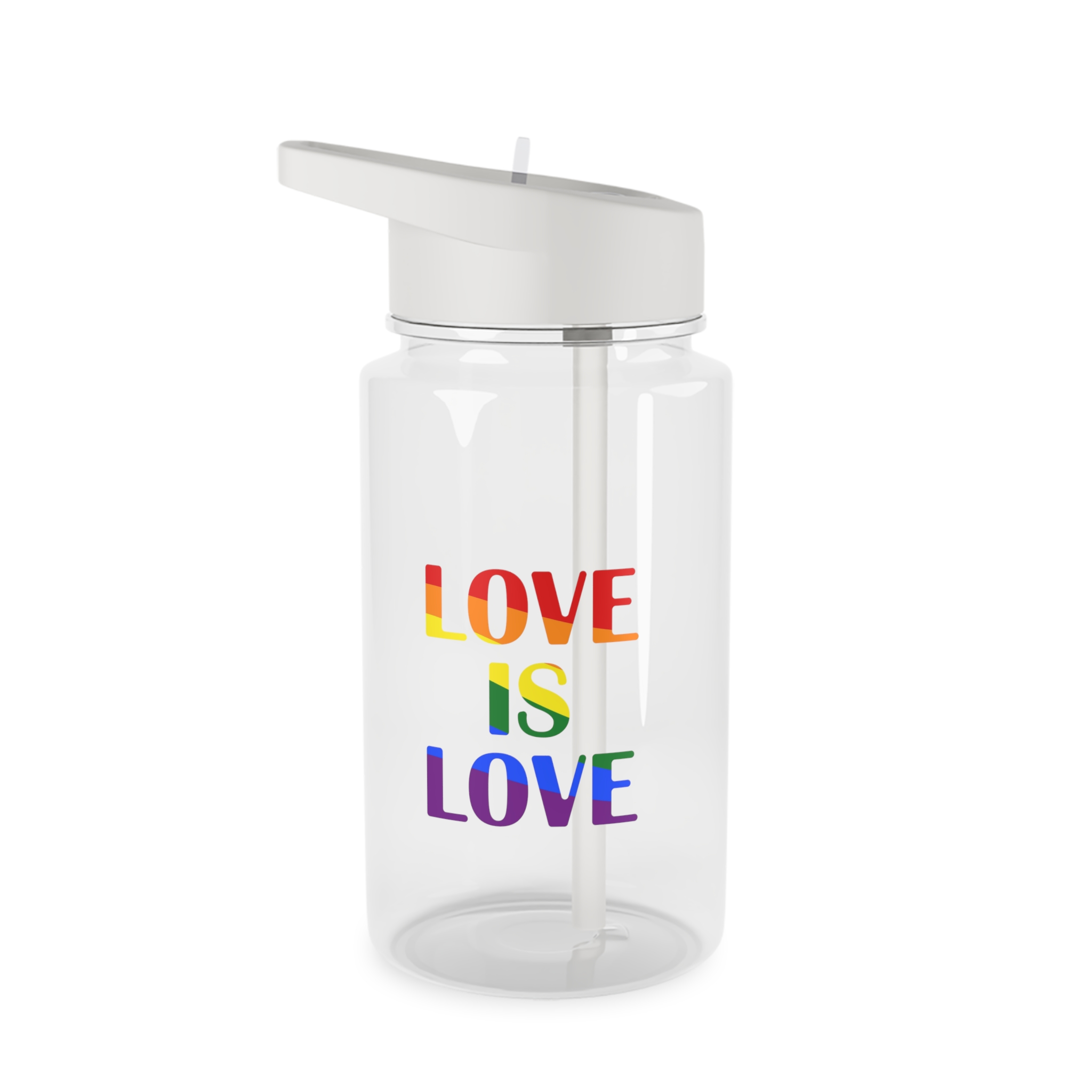 Love Is Love With Rainbow Colors Slogan Typography Banner Tritan Water Bottle