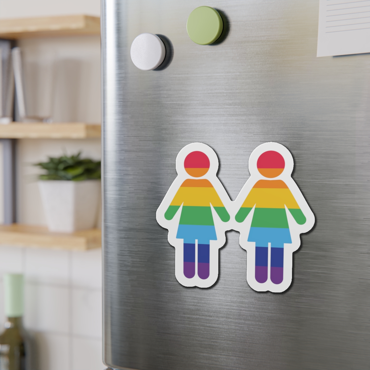 Lgbt Pride Two Lesbians Vector Icon Rainbow Colors Vector Illustration Die Cut Magnets - Image 12