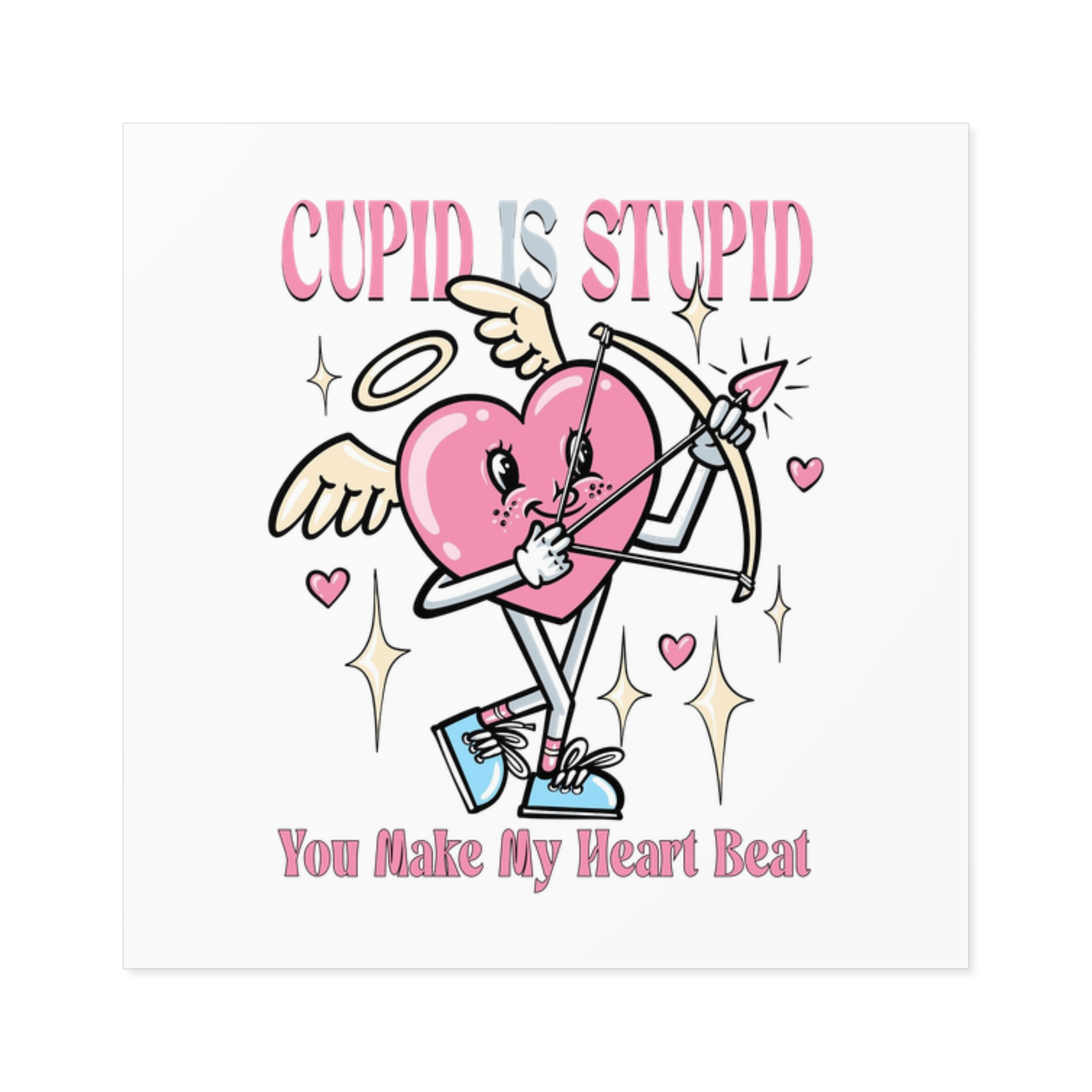 Love Cupid Holding Bow Tshirt Design Laminate Stickers Square - Image 65