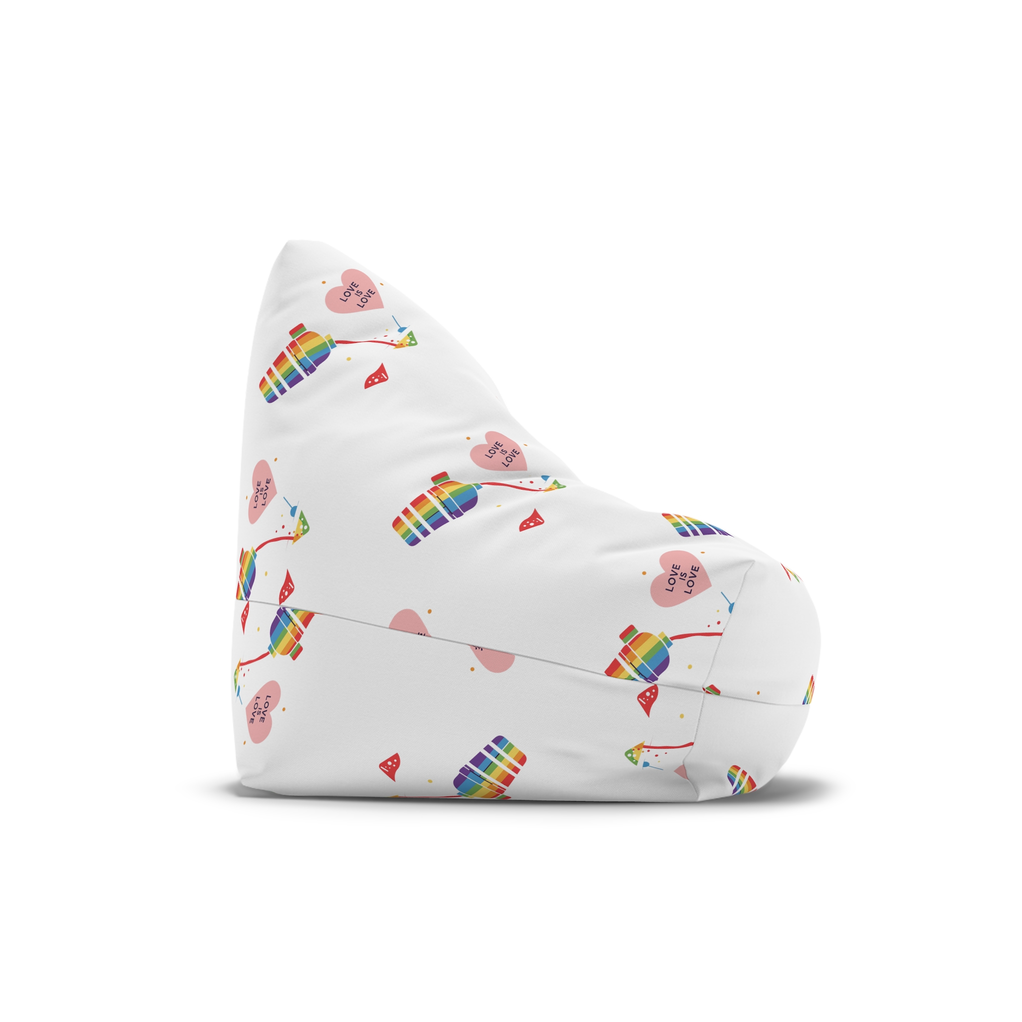 Rainbow Cocktail Shaker Pouring Drink With Heart Love Is Love Illustration Vector Bean Bag Chair Cover - Image 3