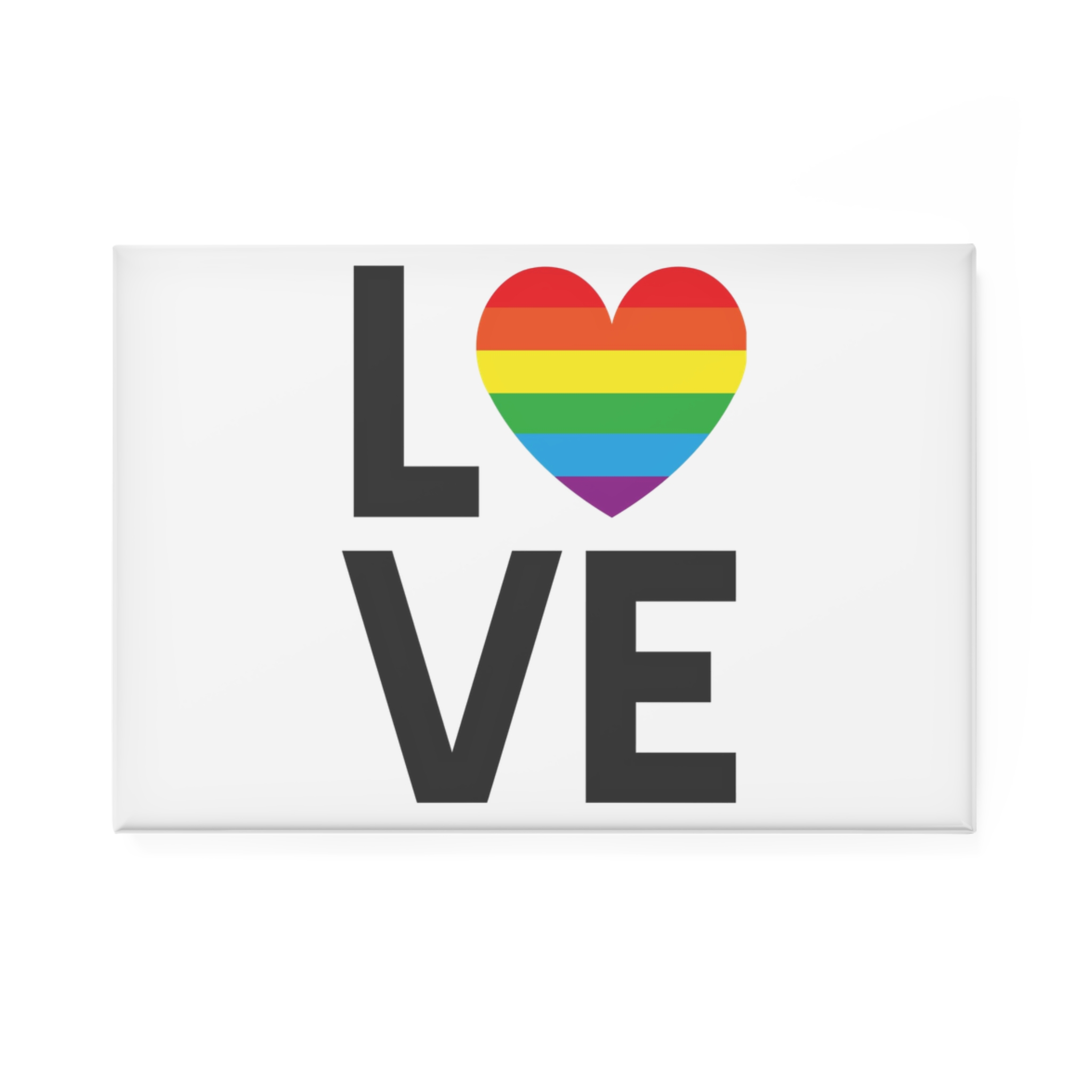 Vector Lgbt Rainbow Flag Love Lettering Isolated White Background Button Magnet Rectangle 1 And 10 Pcs