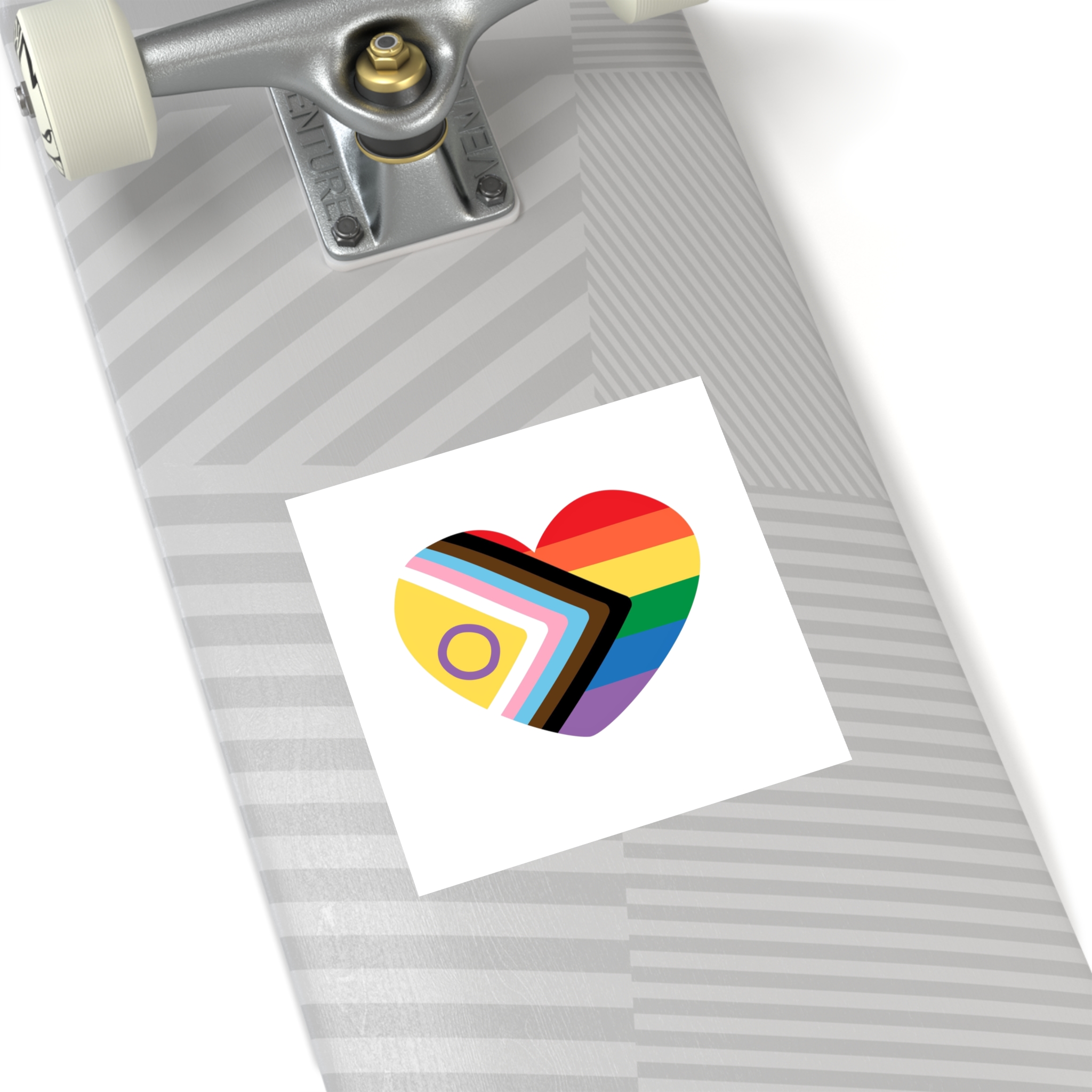 Inclusive Love Progress Pride Flag Heart Symbol Laminate Stickers Square - Image 36