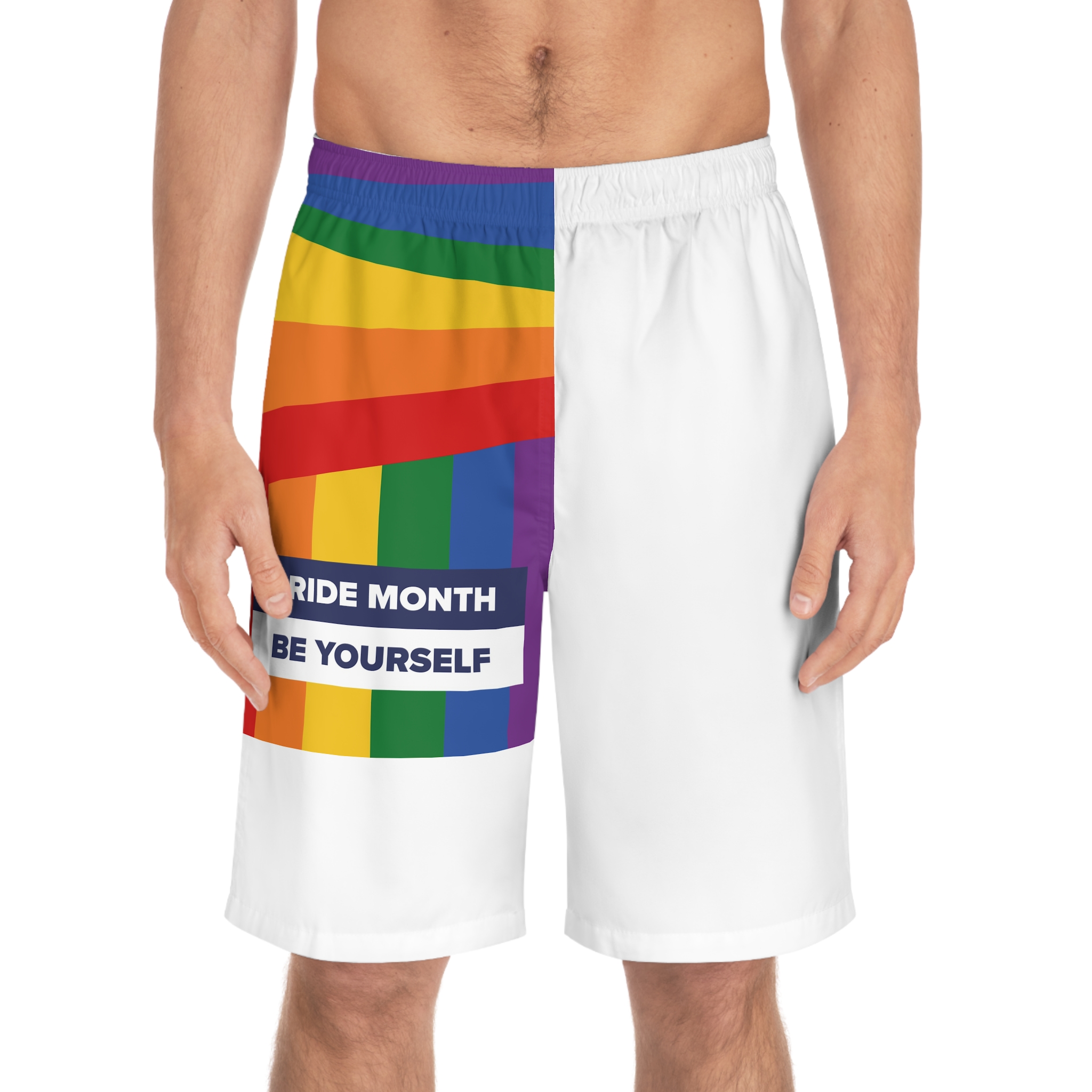Lgbt Pride Month June Lesbian Gay Bisexual Transgender Lgbtq Flag Rainbow Vector(2)2 Mens Board Shorts Aop - Image 3