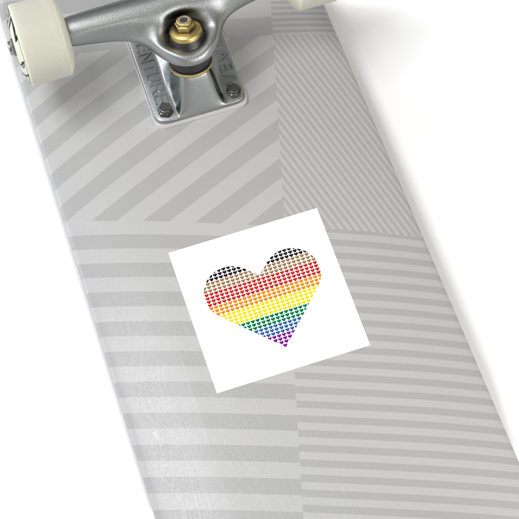 Pride Flag Heart Shape Icon With Heart Pattern Inside Heart Symbol With Black Brown Stripes Laminate Stickers Square - Image 28