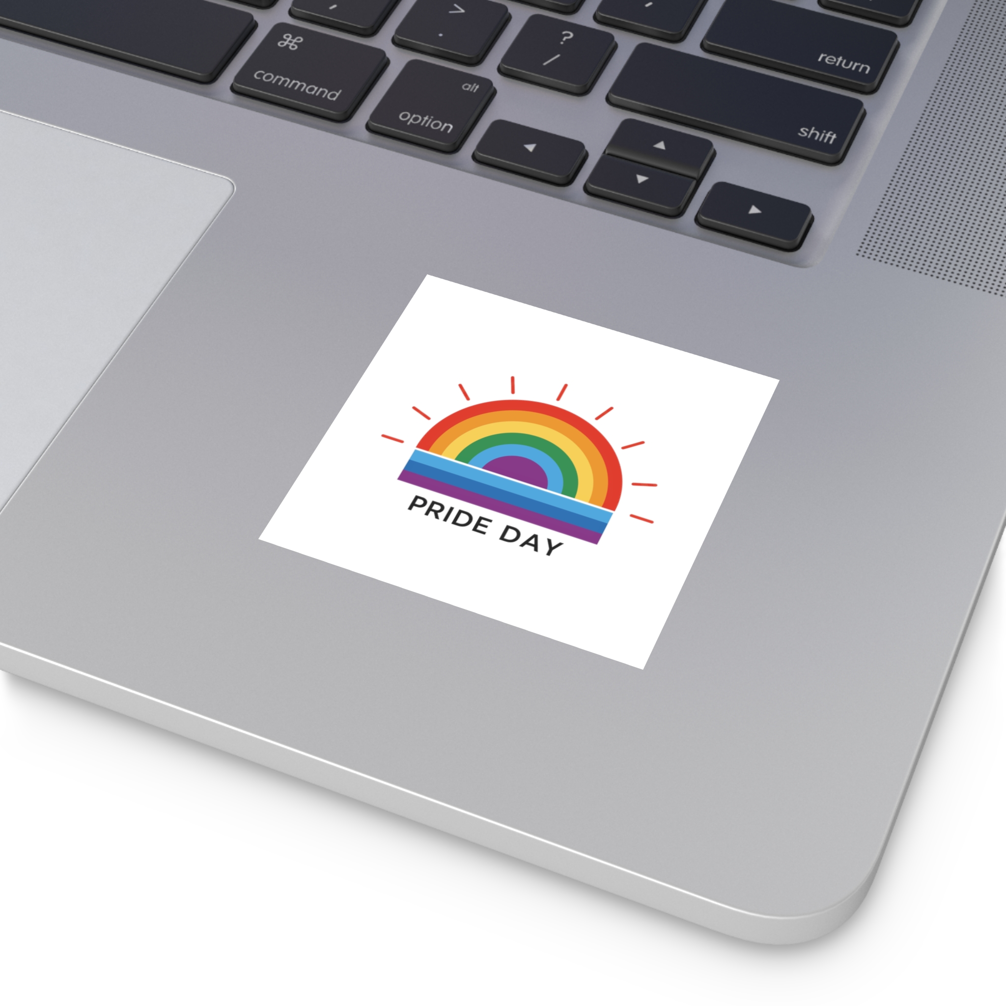 Rainbow Pride Day Celebration Illustration With Colorful Sunburst Design Lgbtq Support Awareness Laminate Stickers Square - Image 3