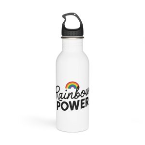 Rainbow Power T Shirt Design Isolated White Background Stainless Steel Water Bottle
