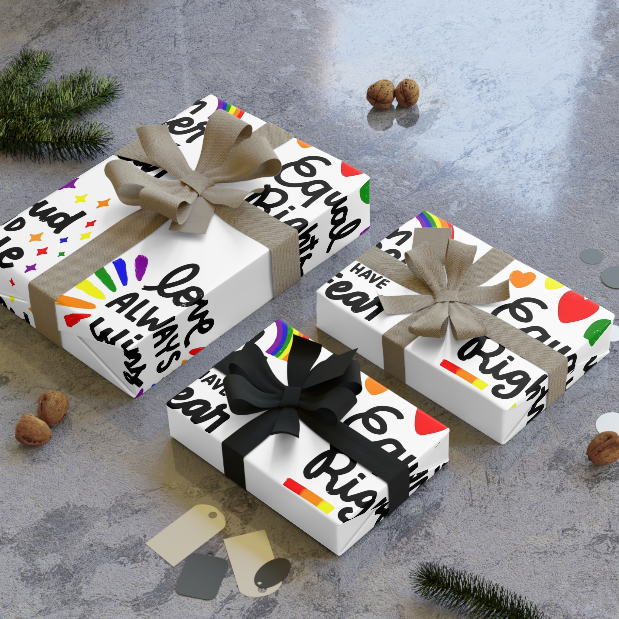 Hand Drawn Pride Day Badge Collection Gift Wrapping Paper Rolls 1pc - Image 4