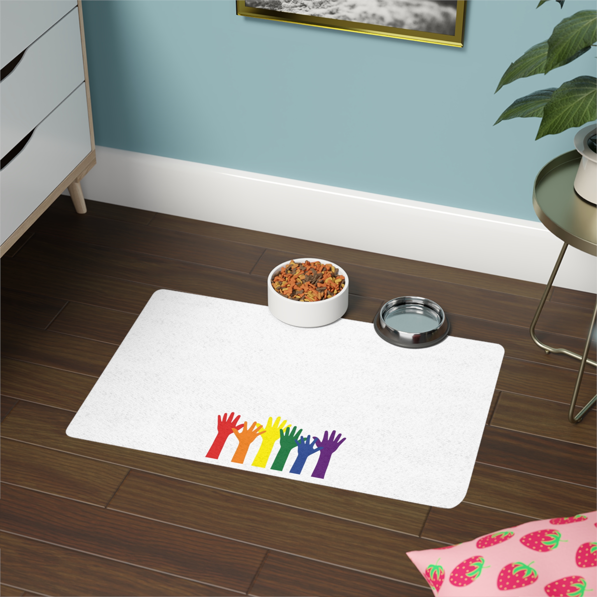 Silhouette Rainbow Colored Hands As Colors Pride Flag Lgbtqia Concept Pet Food Mat 12x18 - Image 4