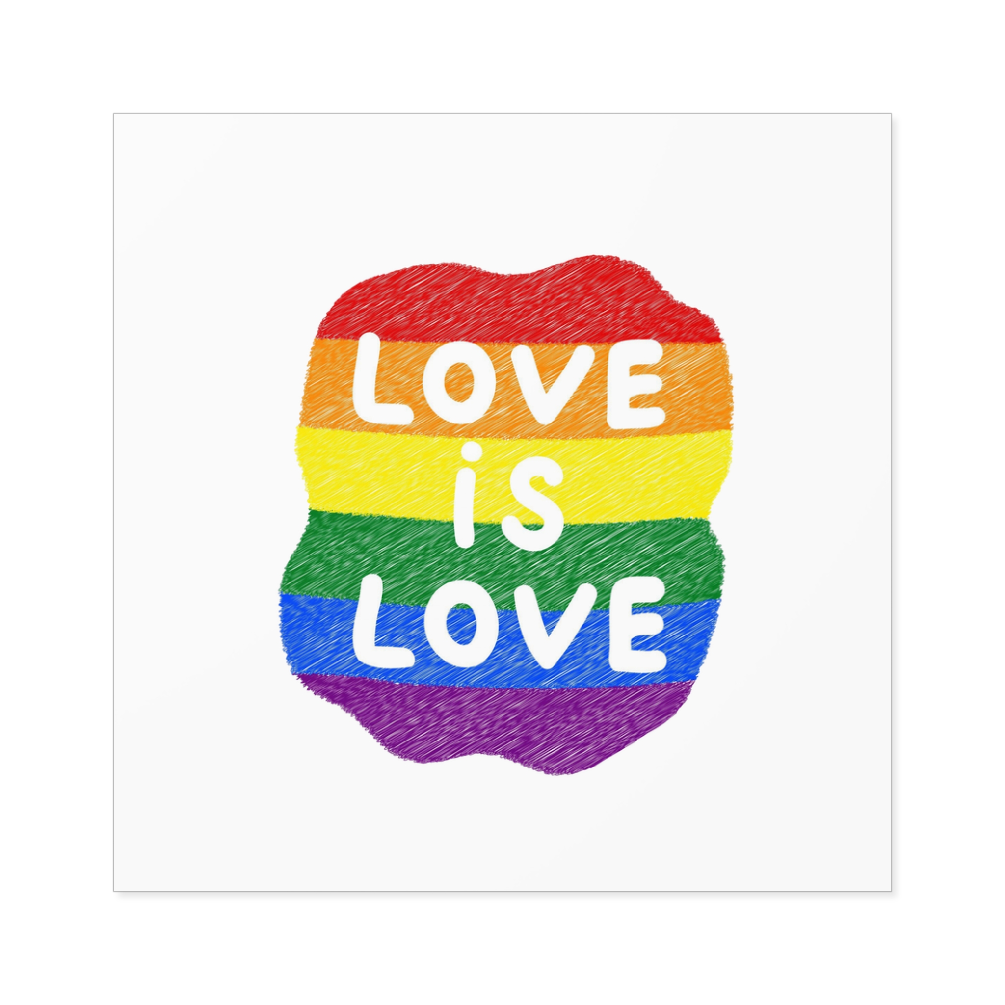 Love Is Love Lgbtq Pride Rainbow Poster Slogan Laminate Stickers Square - Image 17