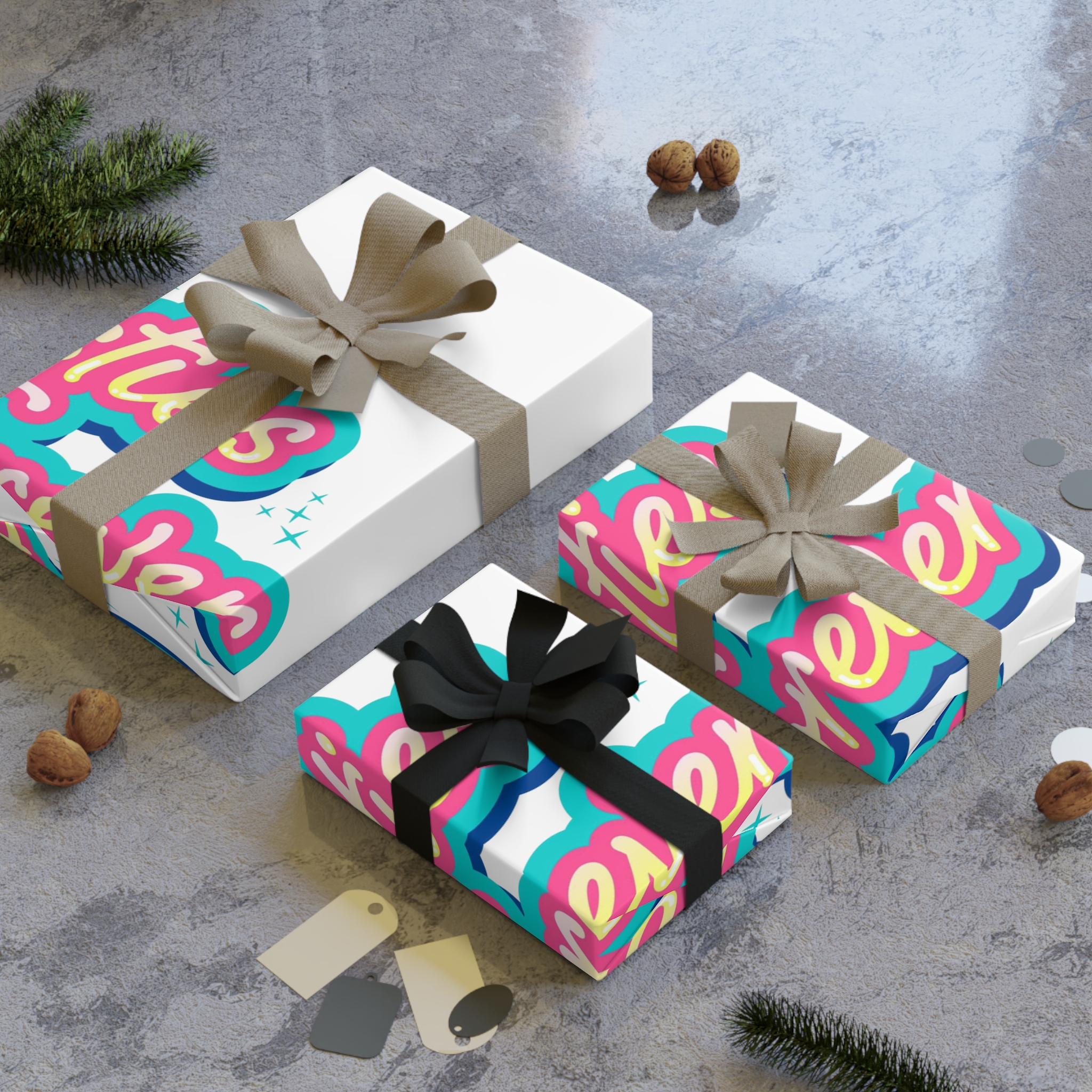 Besties Forever Lettering Logo Gift Wrapping Paper Rolls 1pc - Image 8