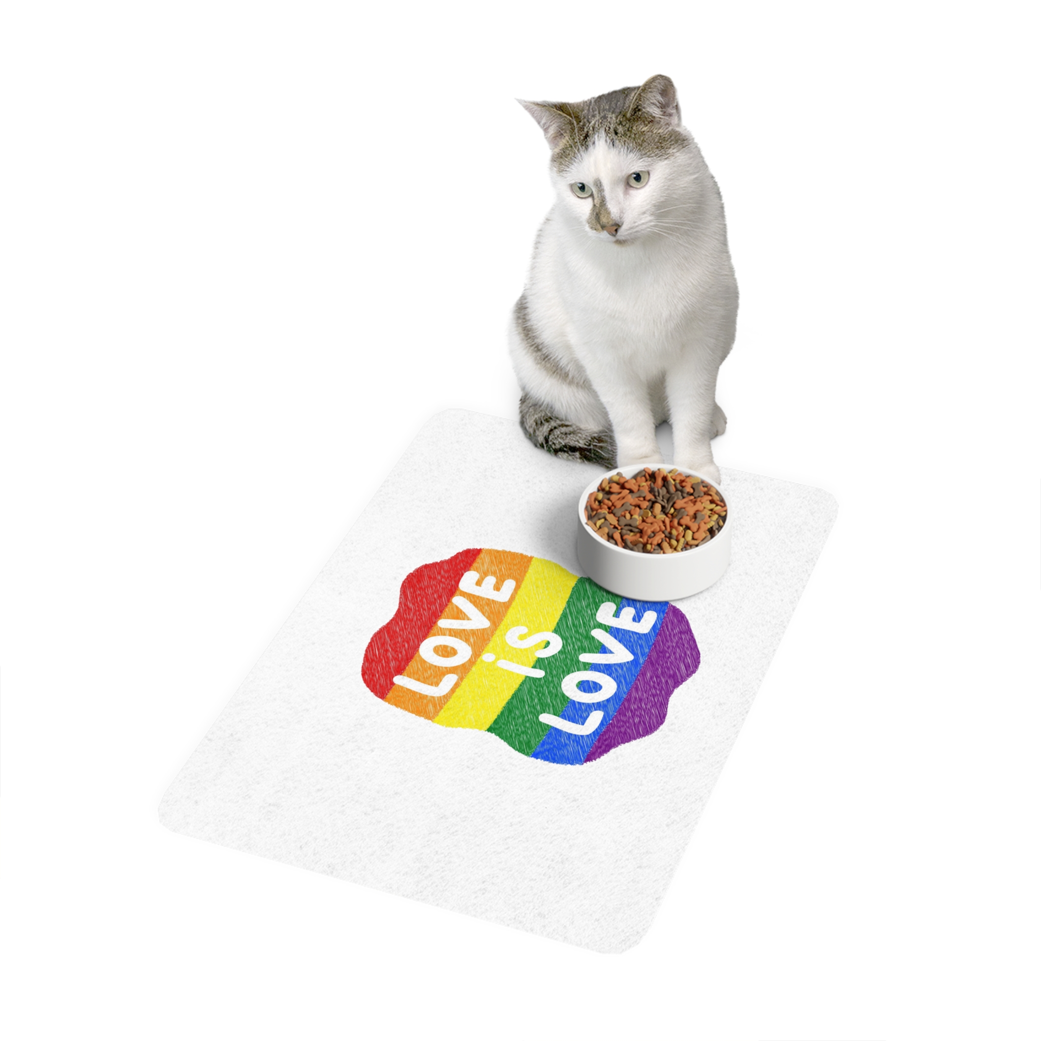 Love Is Love Lgbtq Pride Rainbow Poster Slogan Pet Food Mat 12x18 - Image 3