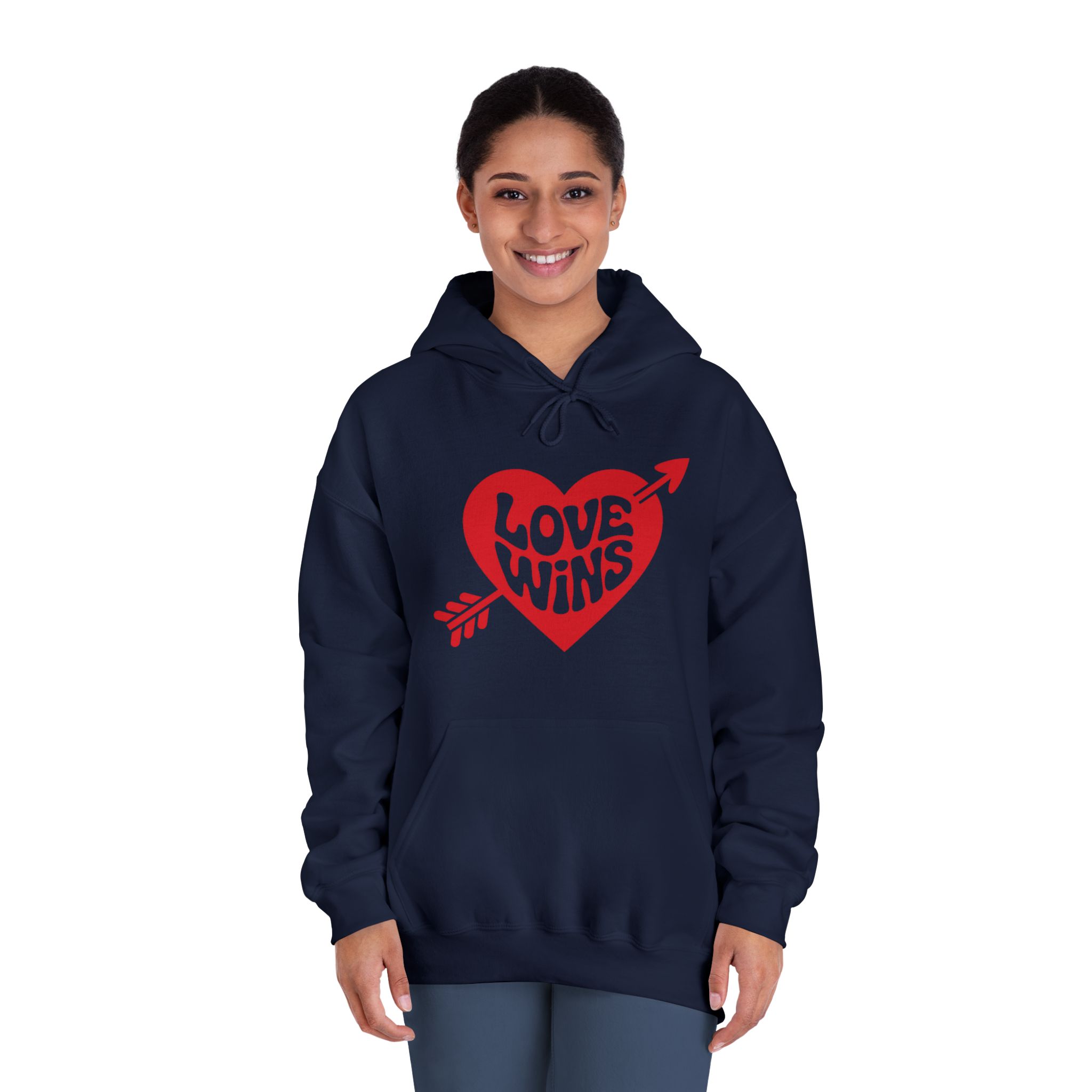 Love Wins Inscription Red Heart Pierced With Cupid39s Arrow Transparent Background Unisex Dryblend Hooded Sweatshirt - Image 32