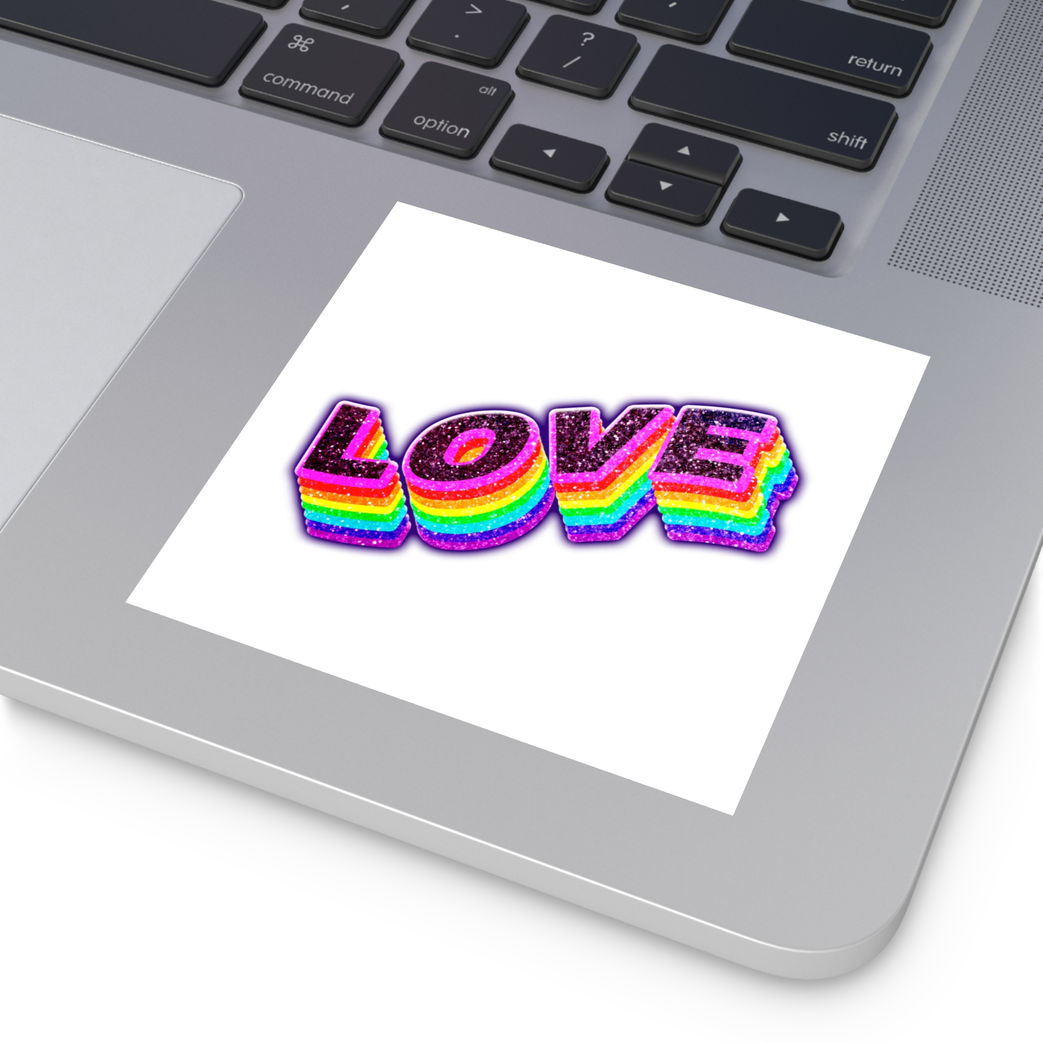 Love Png Word Rainbow Typography Laminate Stickers Square - Image 71