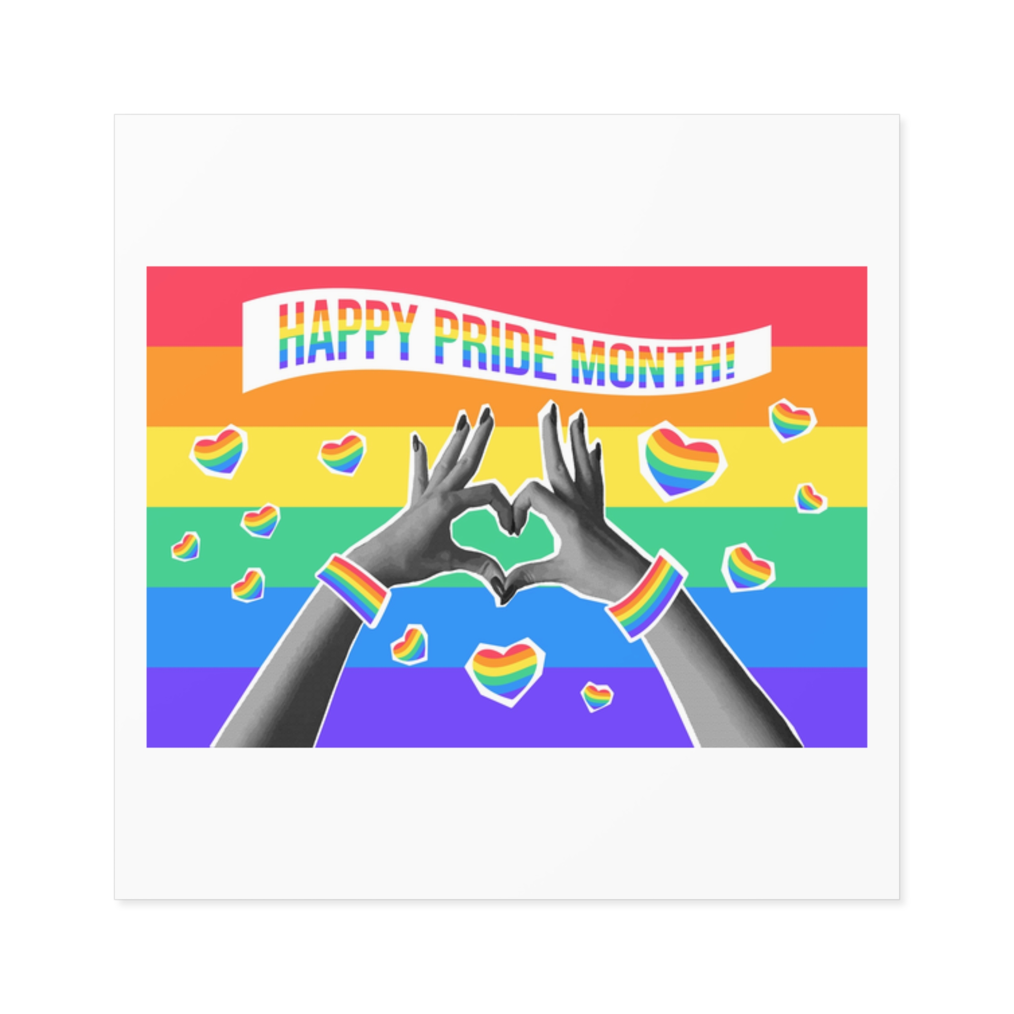 Lgbtq Pride Month Card Y2k Style Trendy Retro Collage Halftone Hands Laminate Stickers Square - Image 13