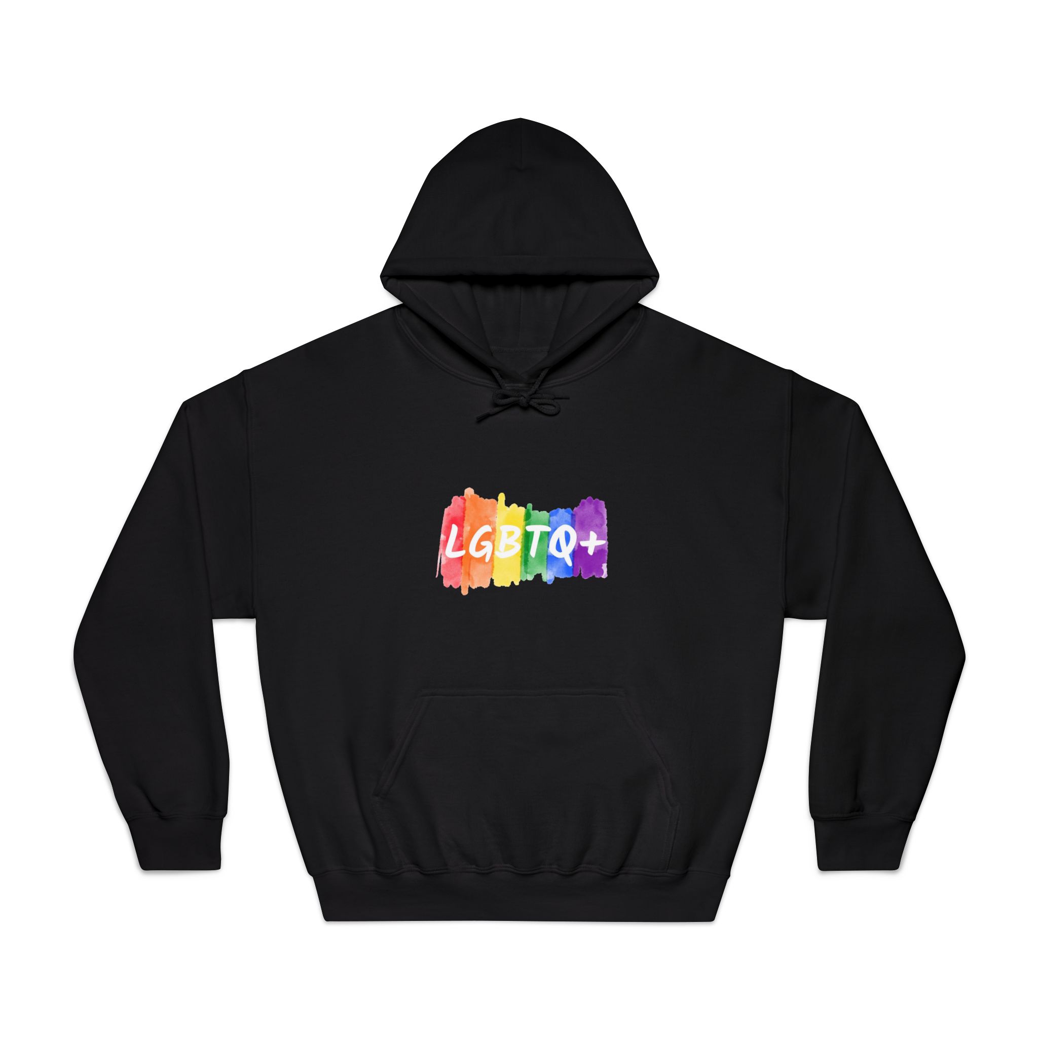 Lgbtq Logo Lettering Text Vector Rainbow Watercolor Paint Textured Colorful Stripes Unisex Dryblend Hooded Sweatshirt - Image 9