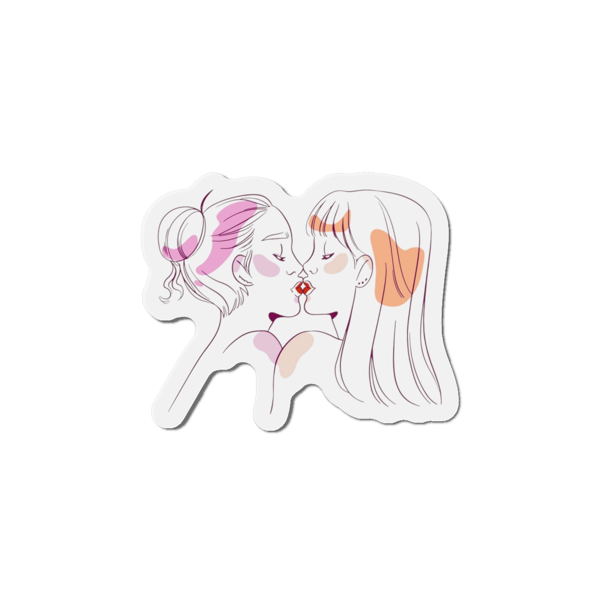 Hand Drawn Affectionate Lesbian Kiss (2) Die Cut Magnets - Image 13