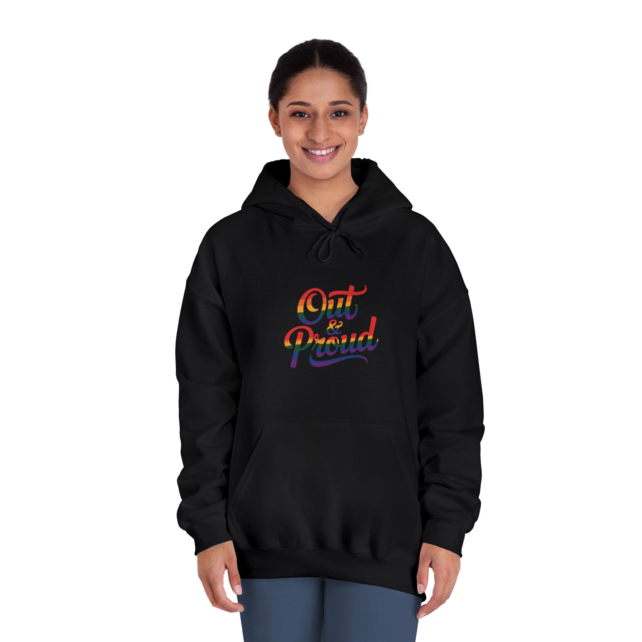 Out Proud T Shirt Design Isolated White Background Unisex Dryblend Hooded Sweatshirt - Image 12