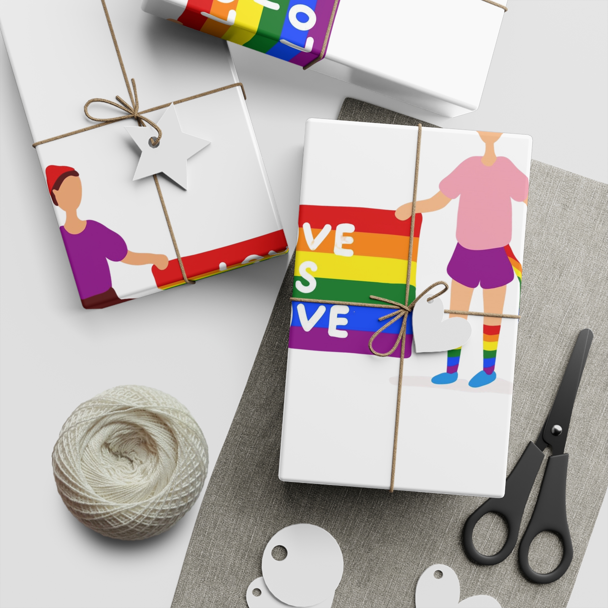 Two Gays Holding Rainbow Flag Gift Wrapping Paper Sheets 1pc - Image 2