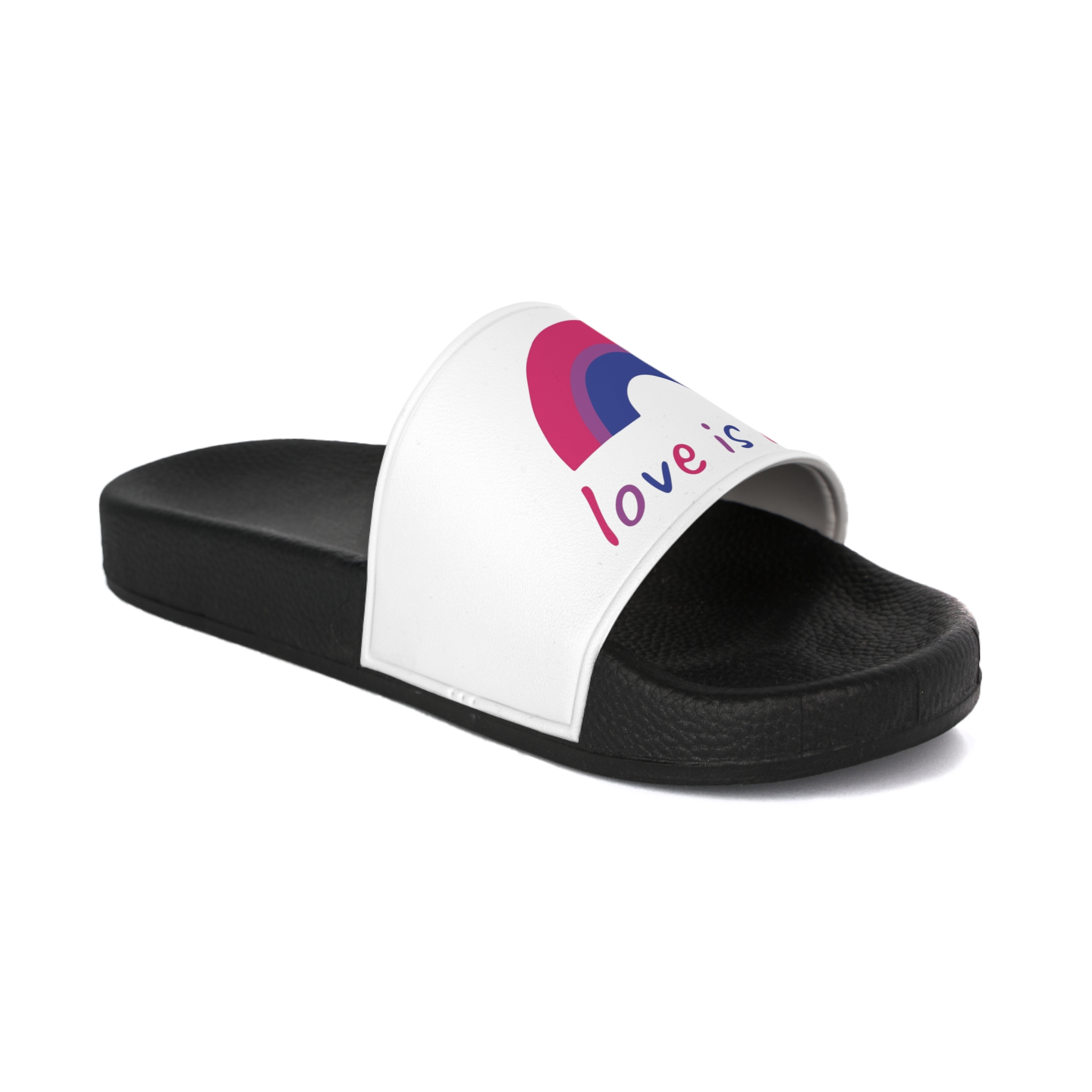 Colorful Rainbow Shape Bisexual Pride Flag Happy Pride Day Lgbtqia Community Pride Month Vector Hand Drawn Doodle Posters Stickers Logo Cards (1) Mens Slide Sandals - Image 2