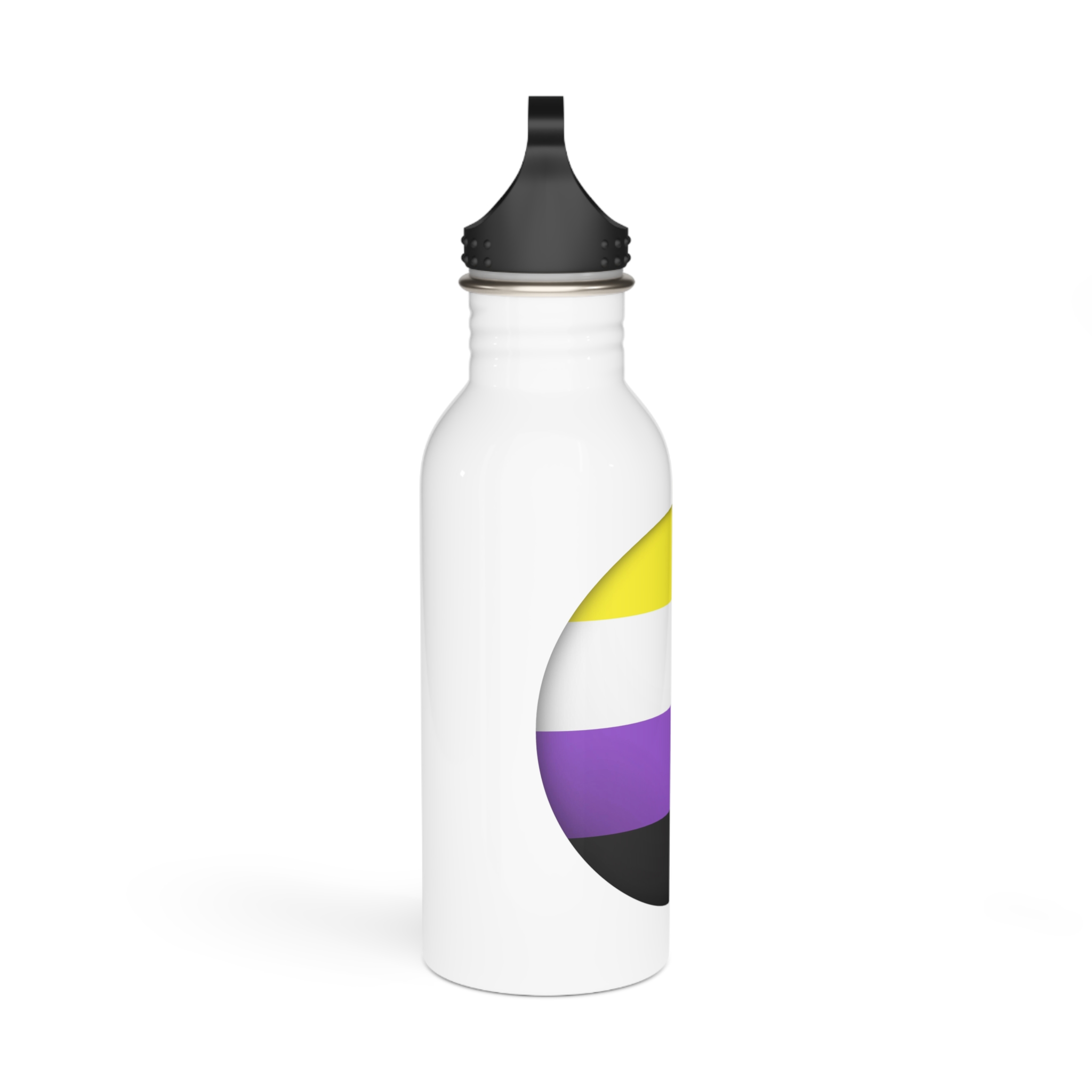Flag Nonbinary Lgbtq Glossy Circular Flag Button Appearance 3d Icon Design With Depth Stainless Steel Water Bottle - Image 2