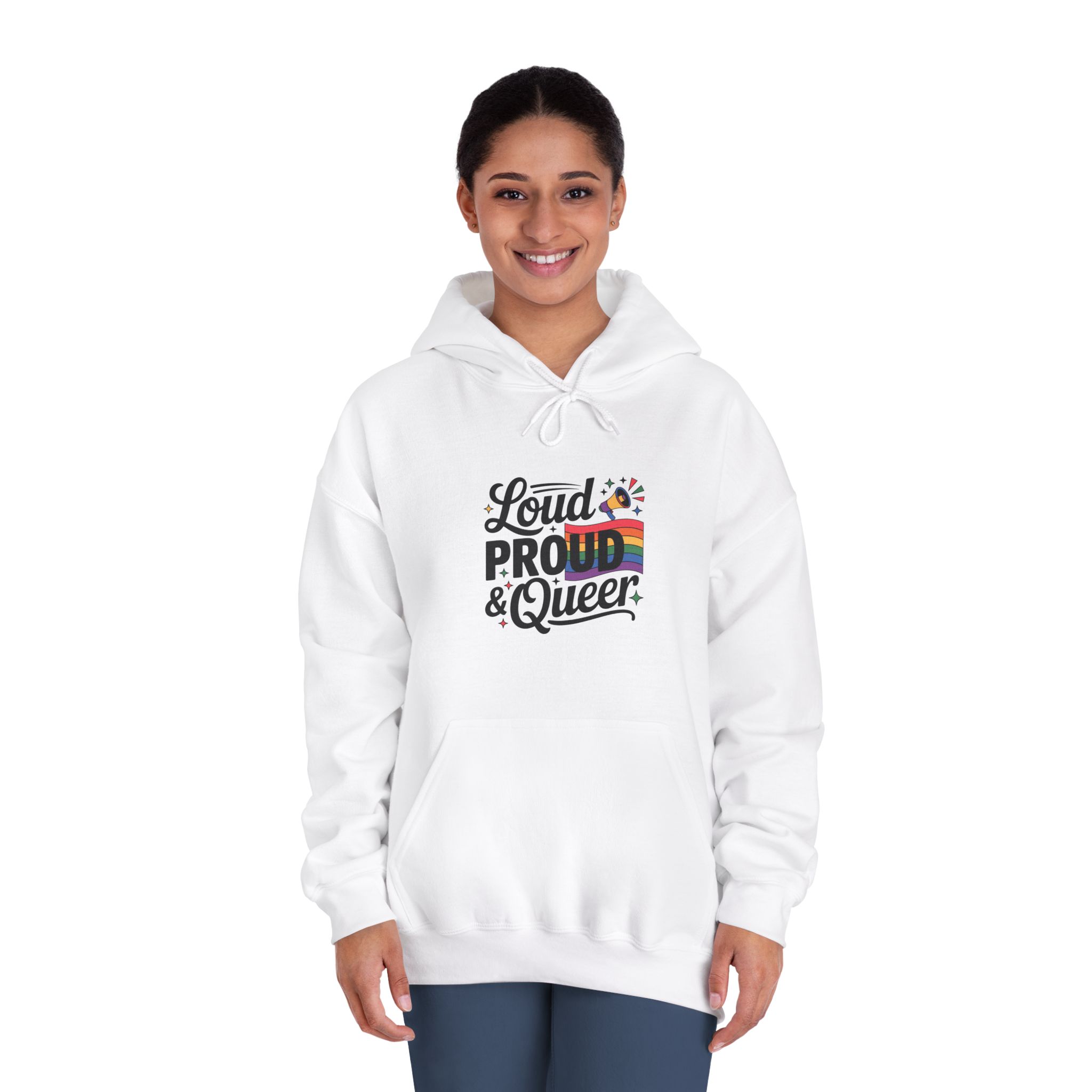 Loud Proud Queer T Shirt Design Isolated White Background2 Unisex Dryblend Hooded Sweatshirt - Image 4