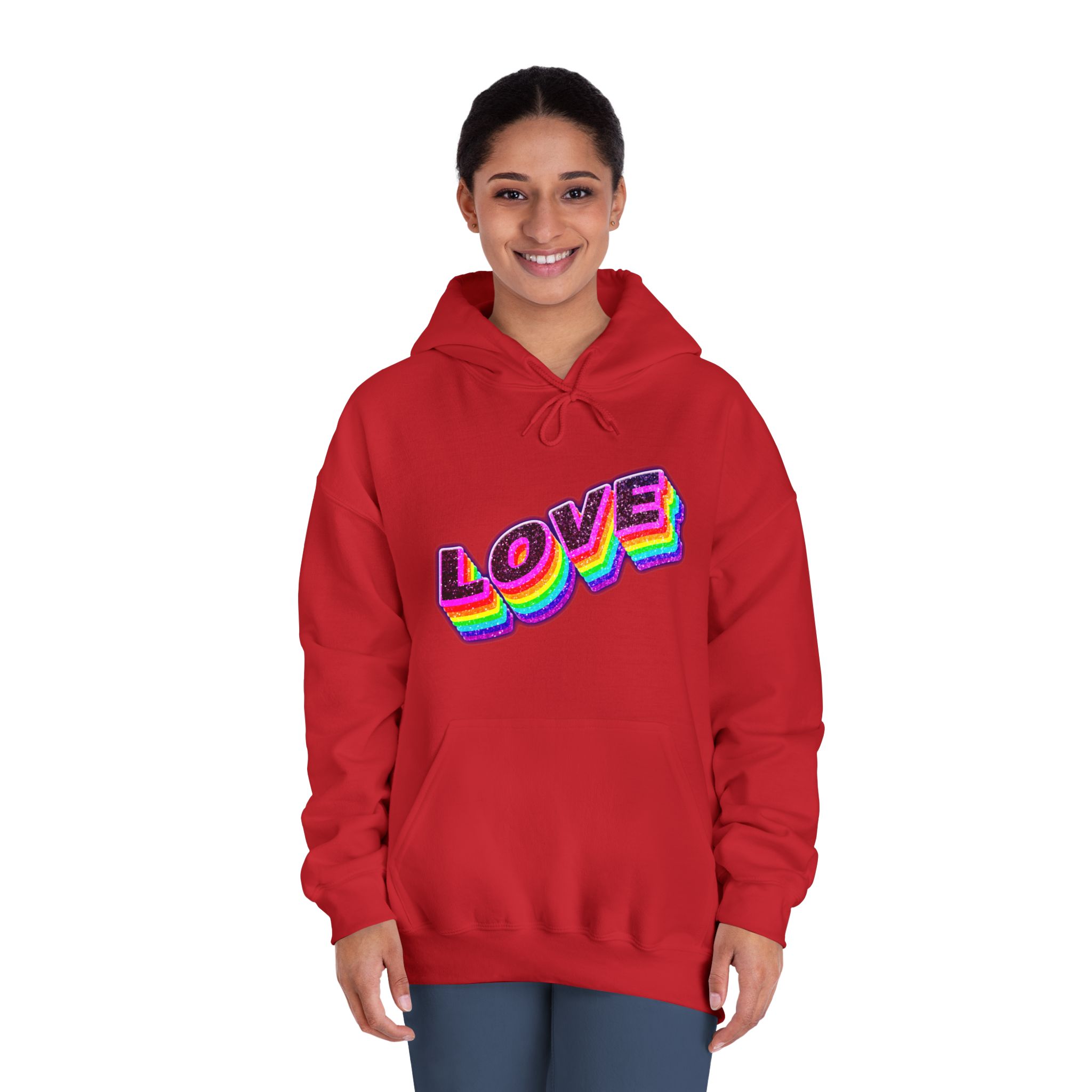 Love Png Word Rainbow Typography Unisex Dryblend Hooded Sweatshirt - Image 36