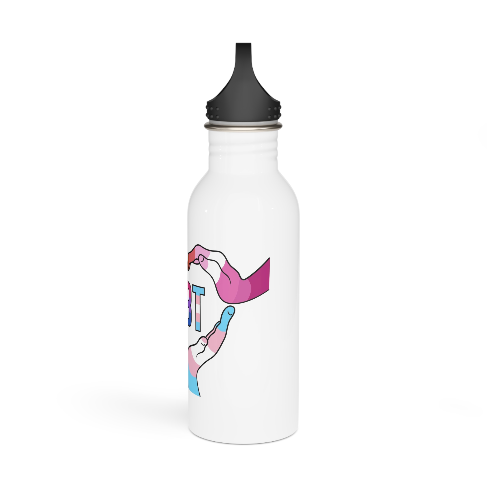 Lgbt Hands United Pride Month Rainbow Flag Vector Illustration Isolated White Background Stainless Steel Water Bottle - Image 4