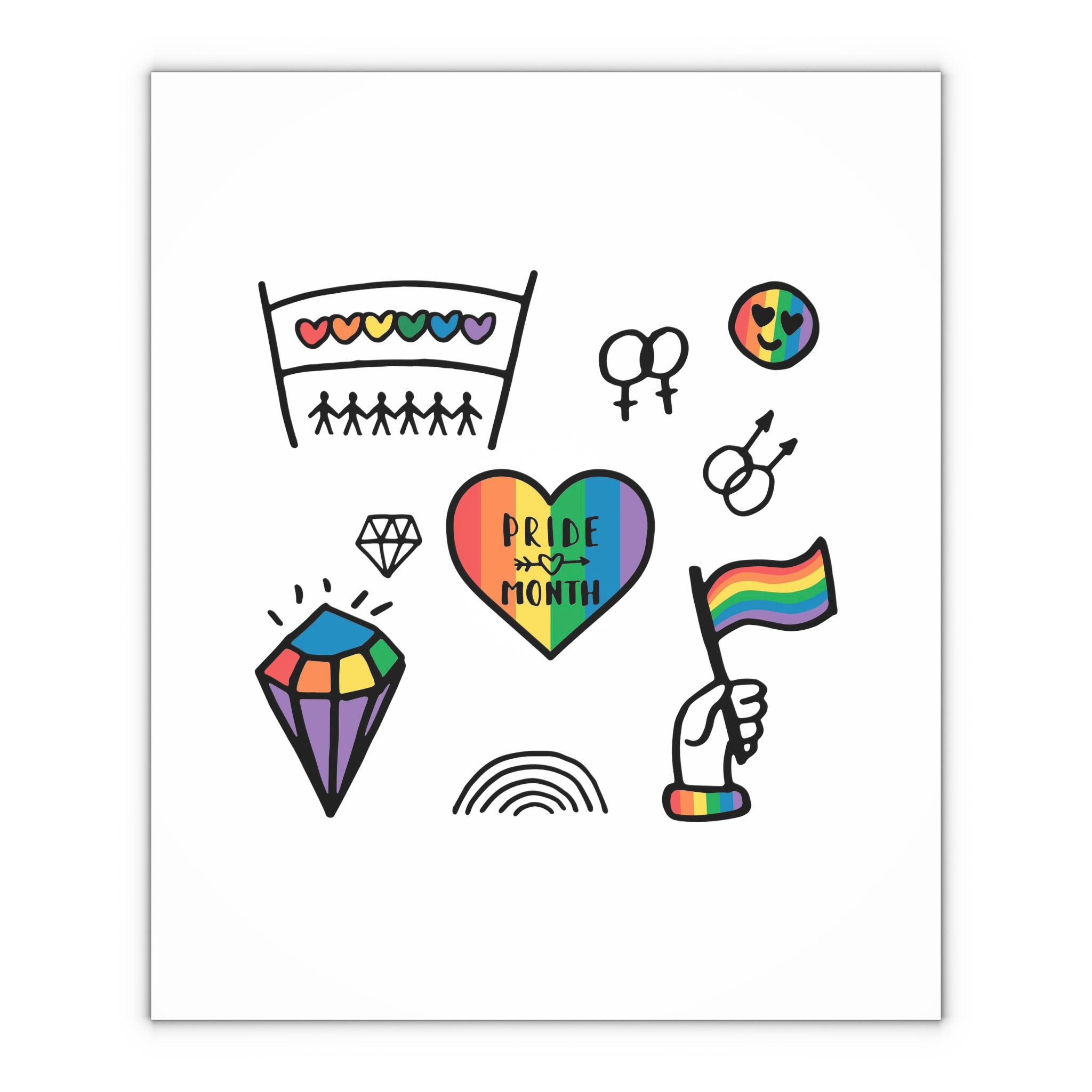 Lgbt Doodle Set Rainbow Flag Pride Month Vector Illustration Gift Wrapping Paper Sheets 1pc - Image 4
