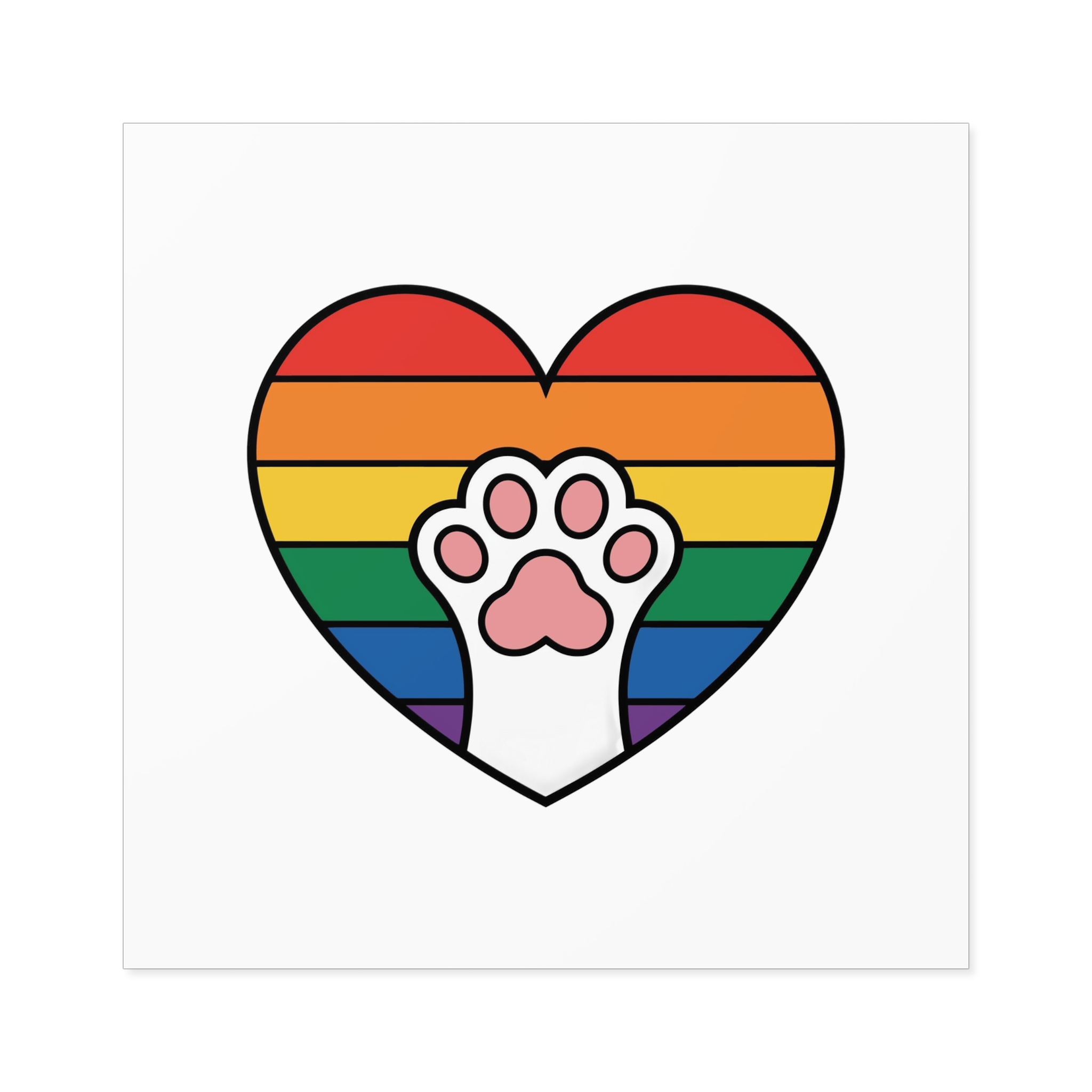 Rainbow Heart With Cute Cat Paw Pride Illustration Laminate Stickers Square - Image 33