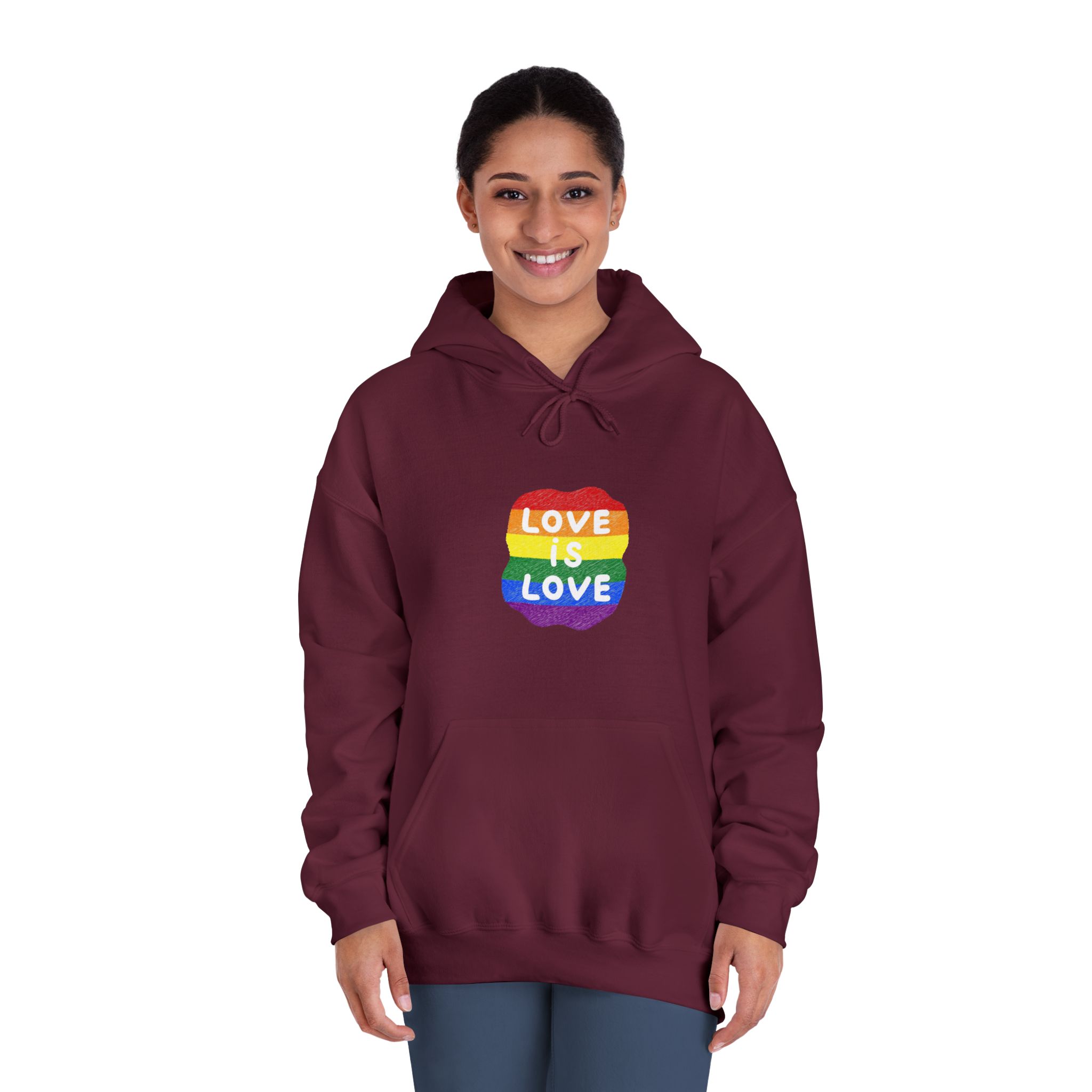 Love Is Love Lgbtq Pride Rainbow Poster Slogan Unisex Dryblend Hooded Sweatshirt - Image 20