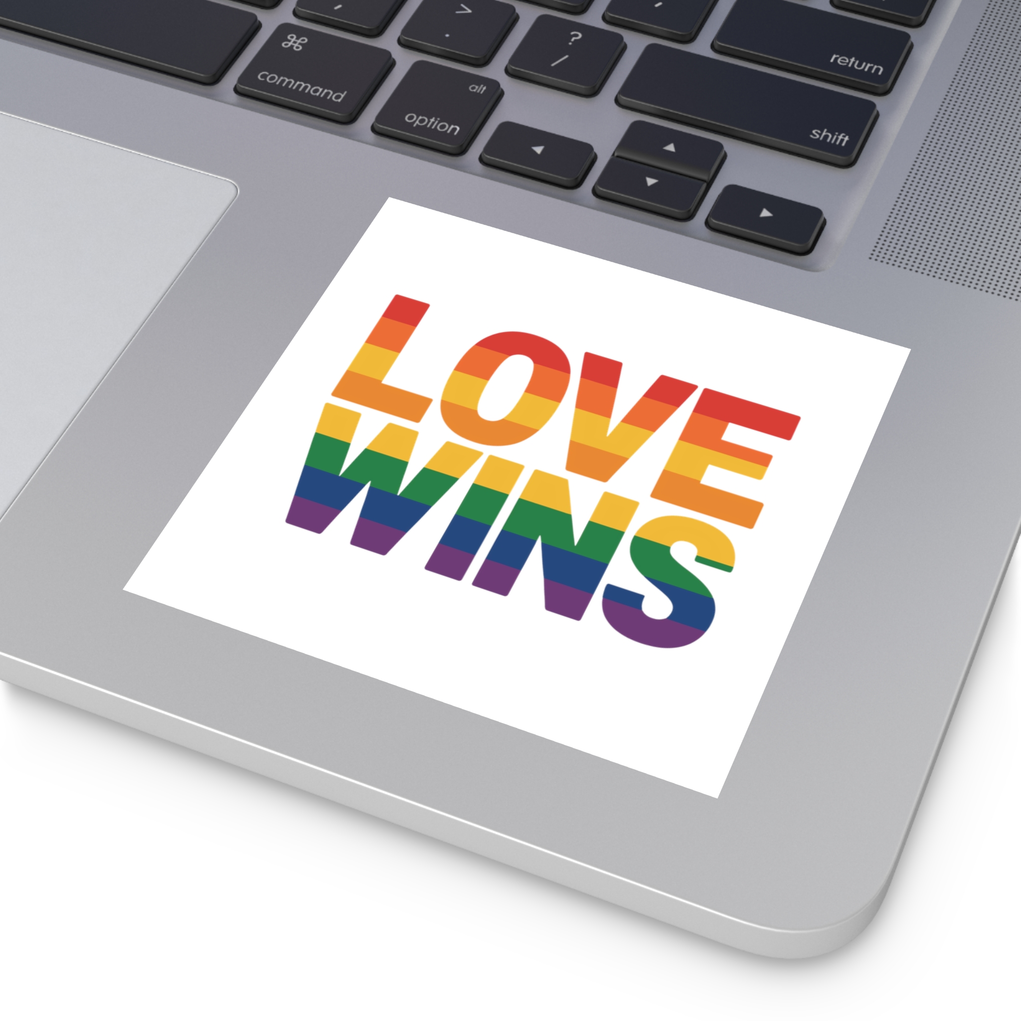 Love Wins Rainbow Pride Message Laminate Stickers Square - Image 19