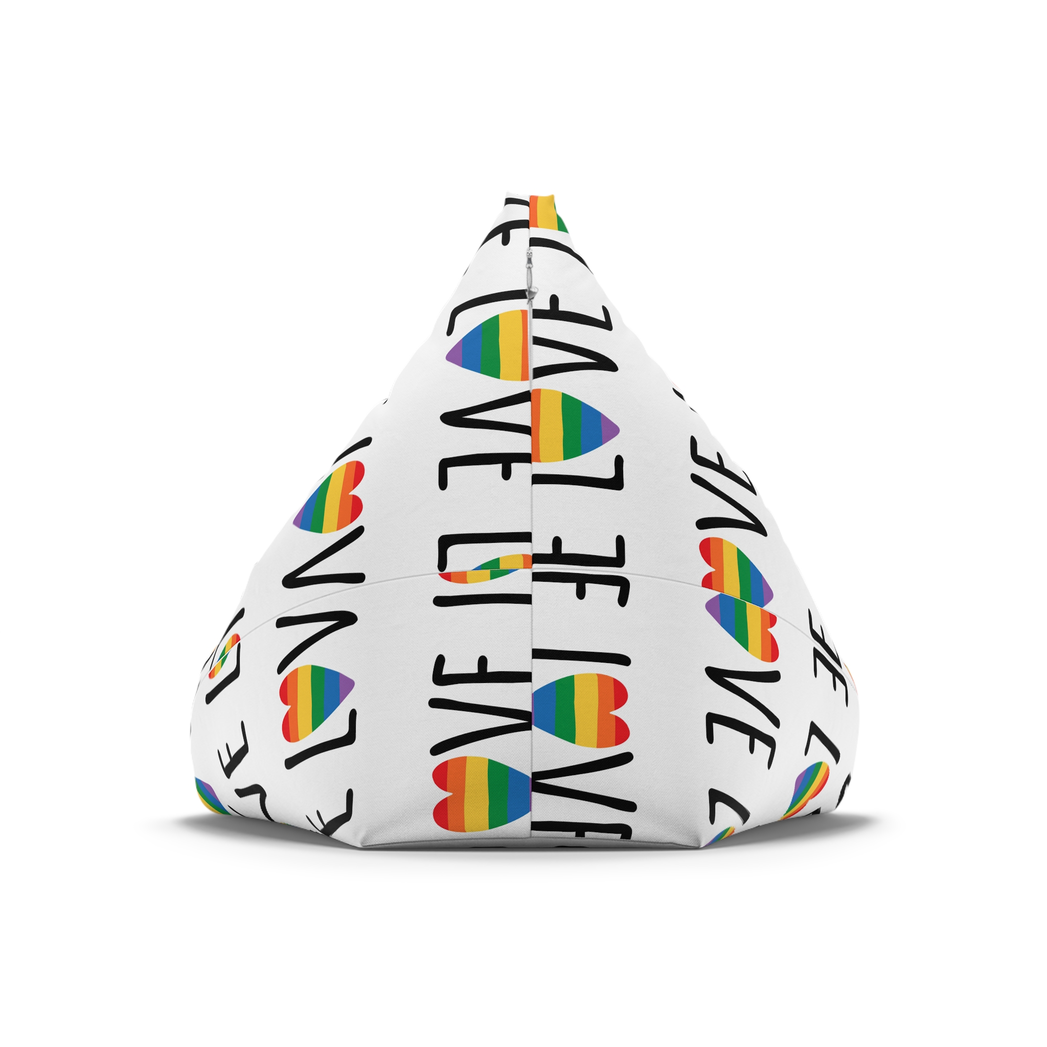 Hand Drawn Love Lgbt Pride Lettering With Rainbow Flag Heart Bean Bag Chair Cover - Image 6