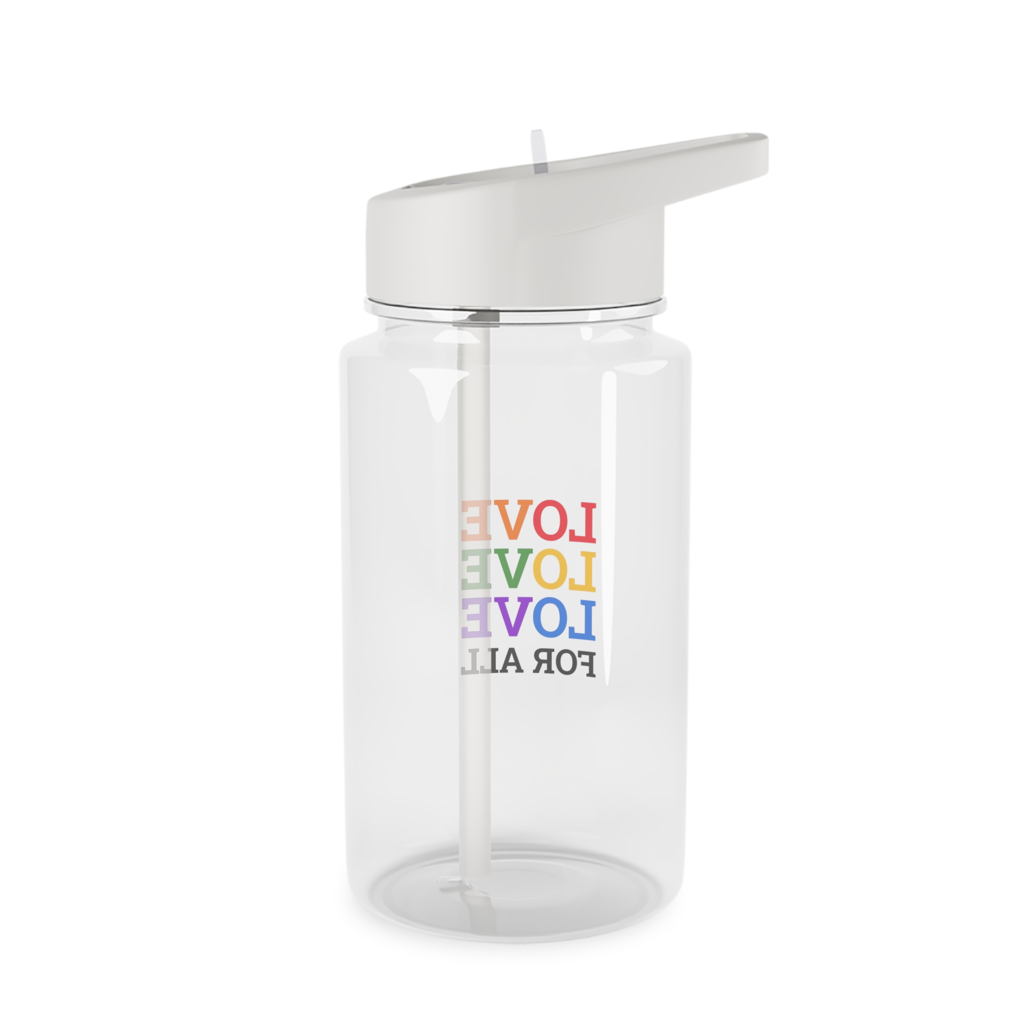 Love All Lgbtq Pride Month Positive Quote Rainbow Color Typographic Art White Background Tritan Water Bottle - Image 2