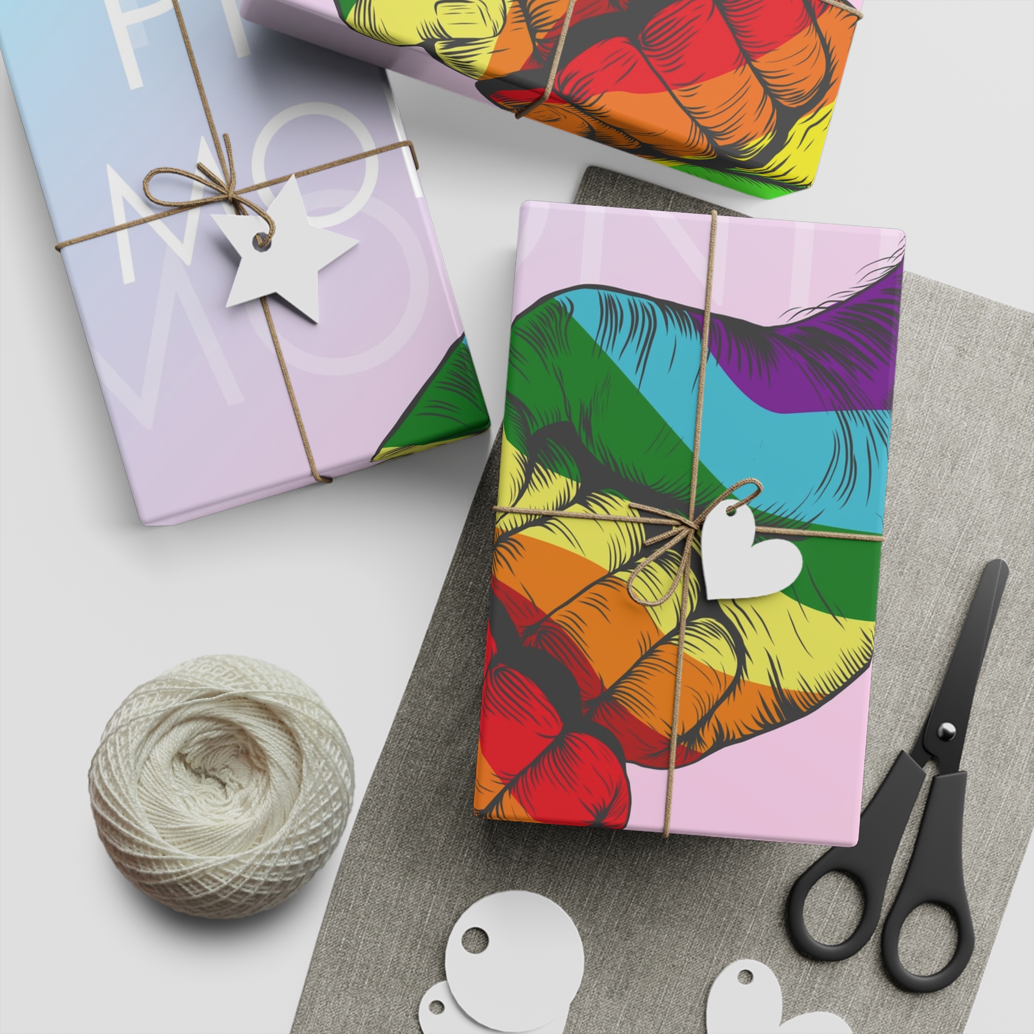 Rainbow Colored Hand Fist Fist Gesture Gay Pride Month Background Lgbt Concept Gift Wrapping Paper Sheets 1pc - Image 2