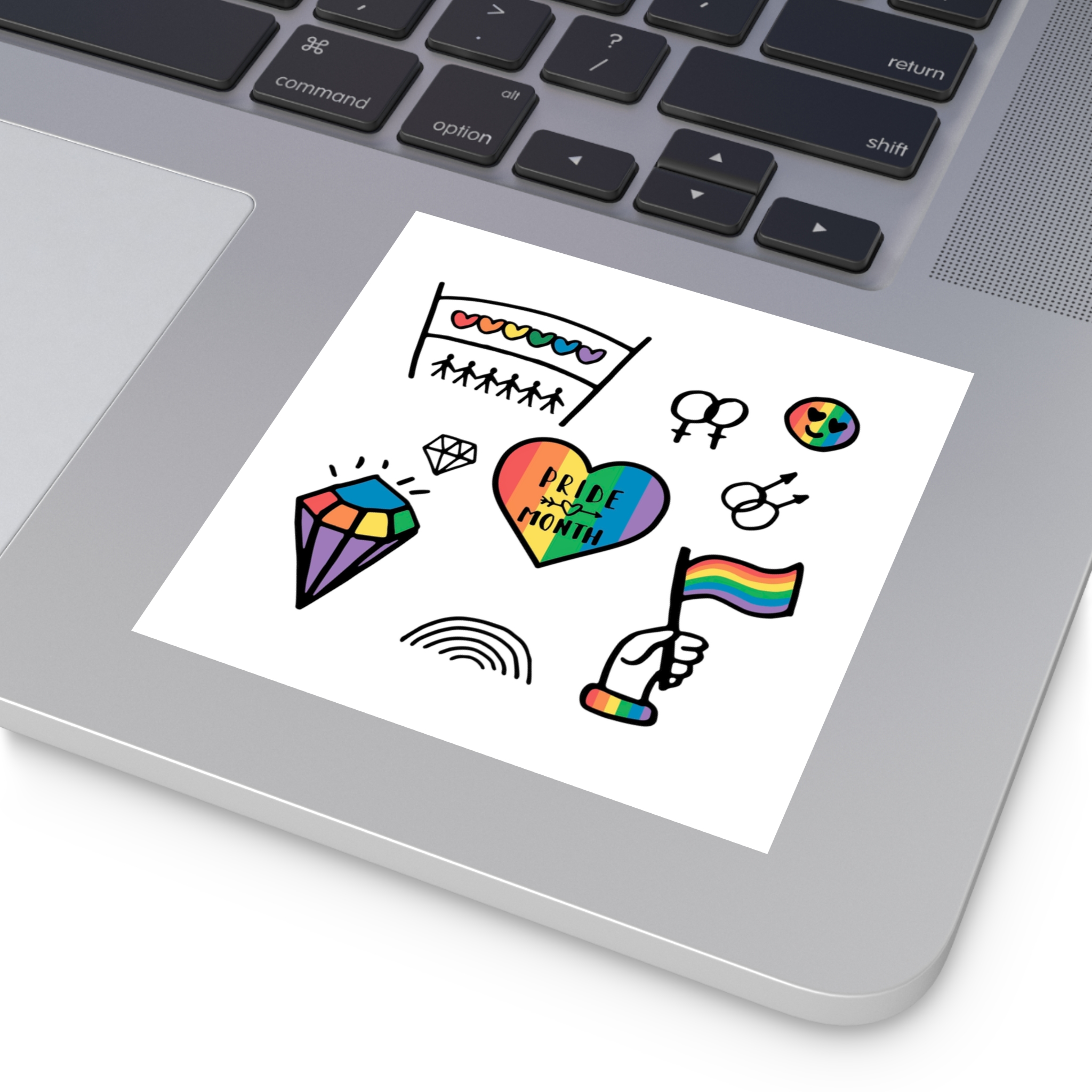 Lgbt Doodle Set Rainbow Flag Pride Month Vector Illustration Laminate Stickers Square - Image 31