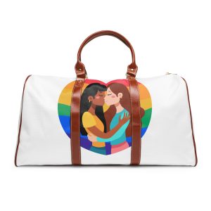 Lesbian Couple Kiss Hand Drawn Style Waterproof Travel Bag