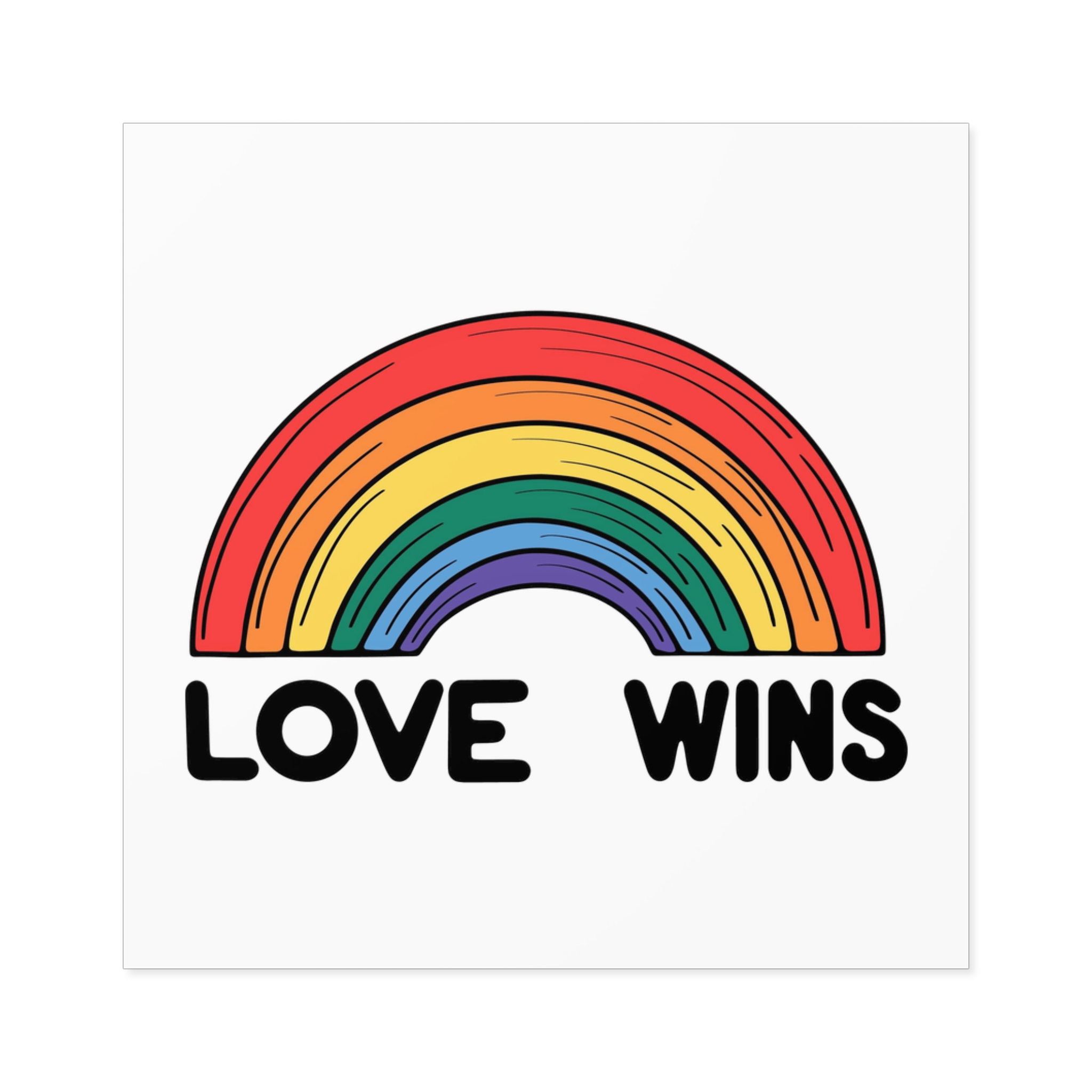 Love Wins Rainbow Pride Illustration Laminate Stickers Square - Image 25