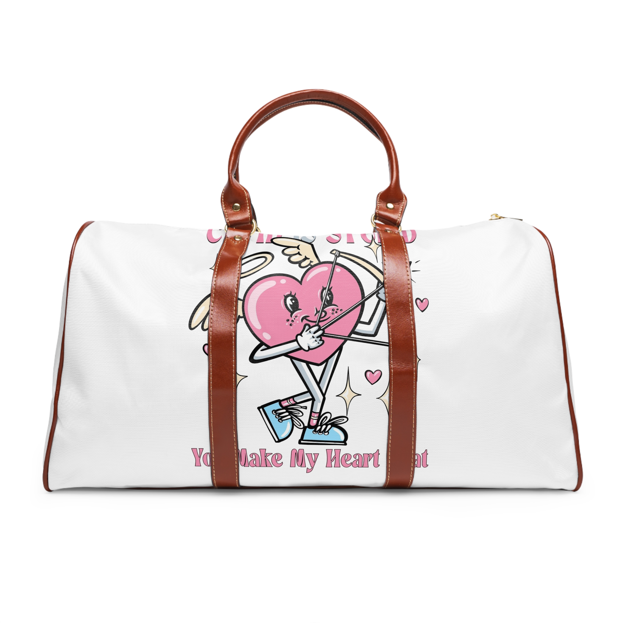 Love Cupid Holding Bow Tshirt Design Waterproof Travel Bag