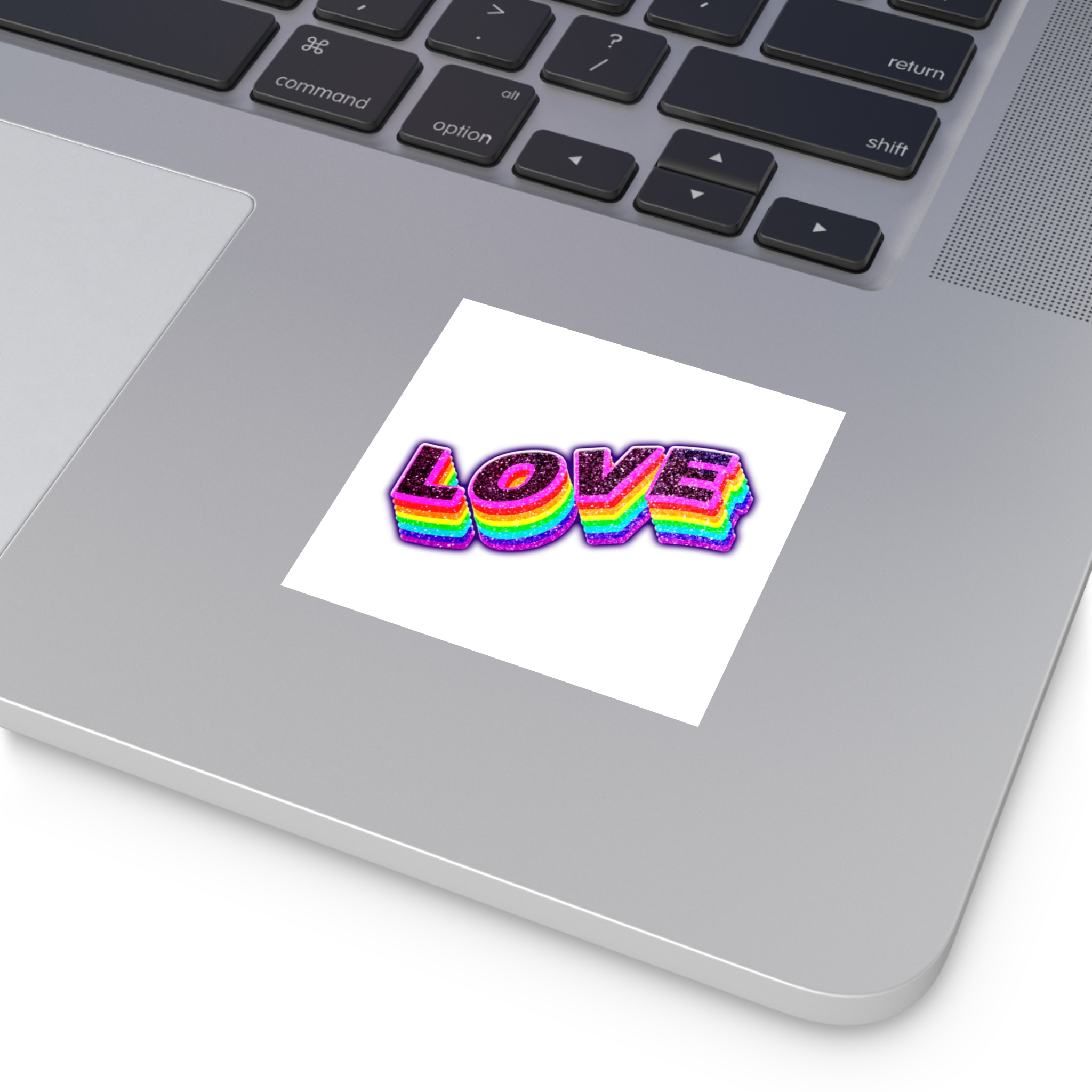 Love Png Word Rainbow Typography Laminate Stickers Square - Image 11