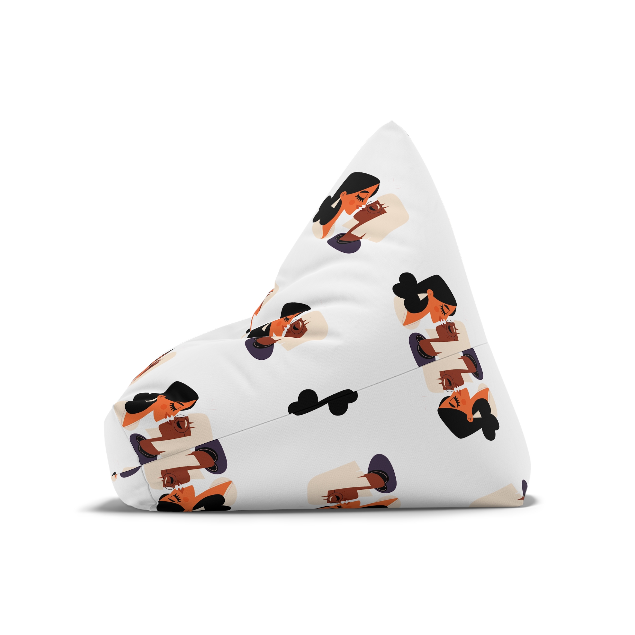 Flat Design Lesbian Couple Kiss Illustration (2) Bean Bag Chair Cover - Image 8