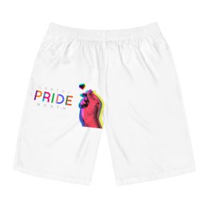 Pride Month Lgbtq Banner Gay Pride Month Rainbow Color Flat Design Hand Together Love Sign Typography Mens Board Shorts Aop